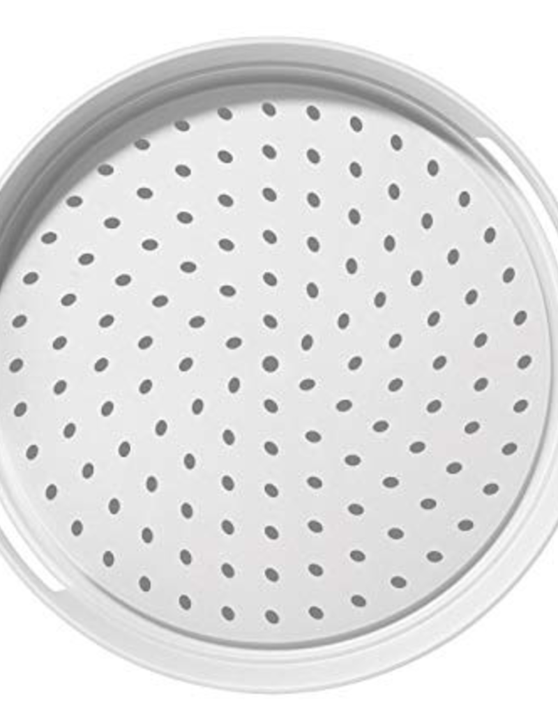 OGGI Corporation 7162 OGGI Stainless Steal Rubbergrip Tray Round White with Black Dots