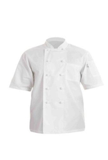 Chef Works PCSSWHTM Chef Works Volnay Basic short sleeve Chef Coat Medium 65% Poly/35% Cotton