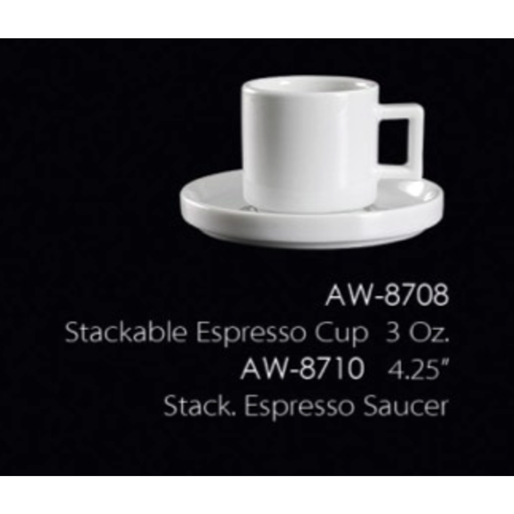 UNIVERSAL ENTERPRISES, INC. AW-8710 Stackable Espresso Saucer 48/CS