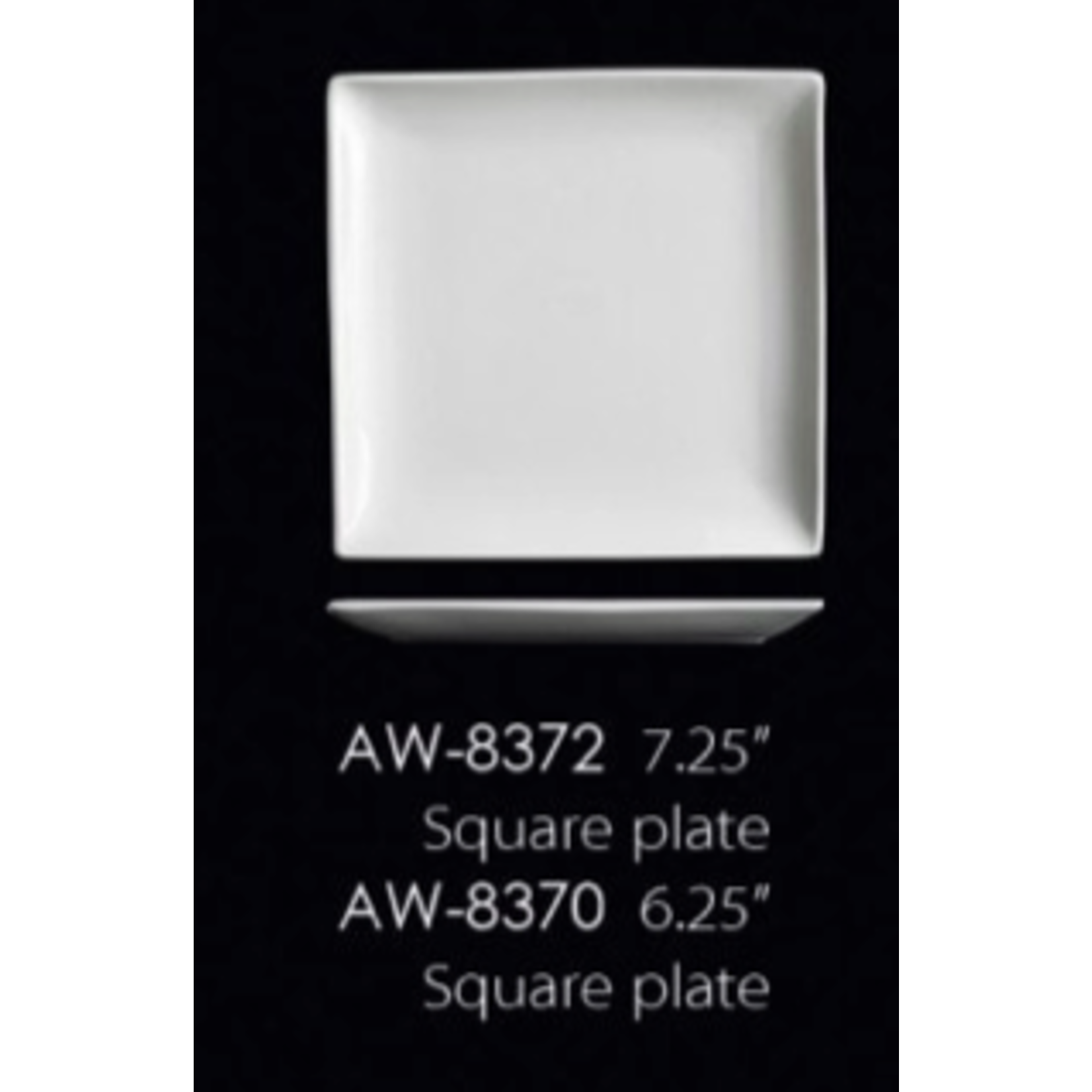 UNIVERSAL ENTERPRISES, INC. AW-8370 6.25” Square Plate  24/cs
