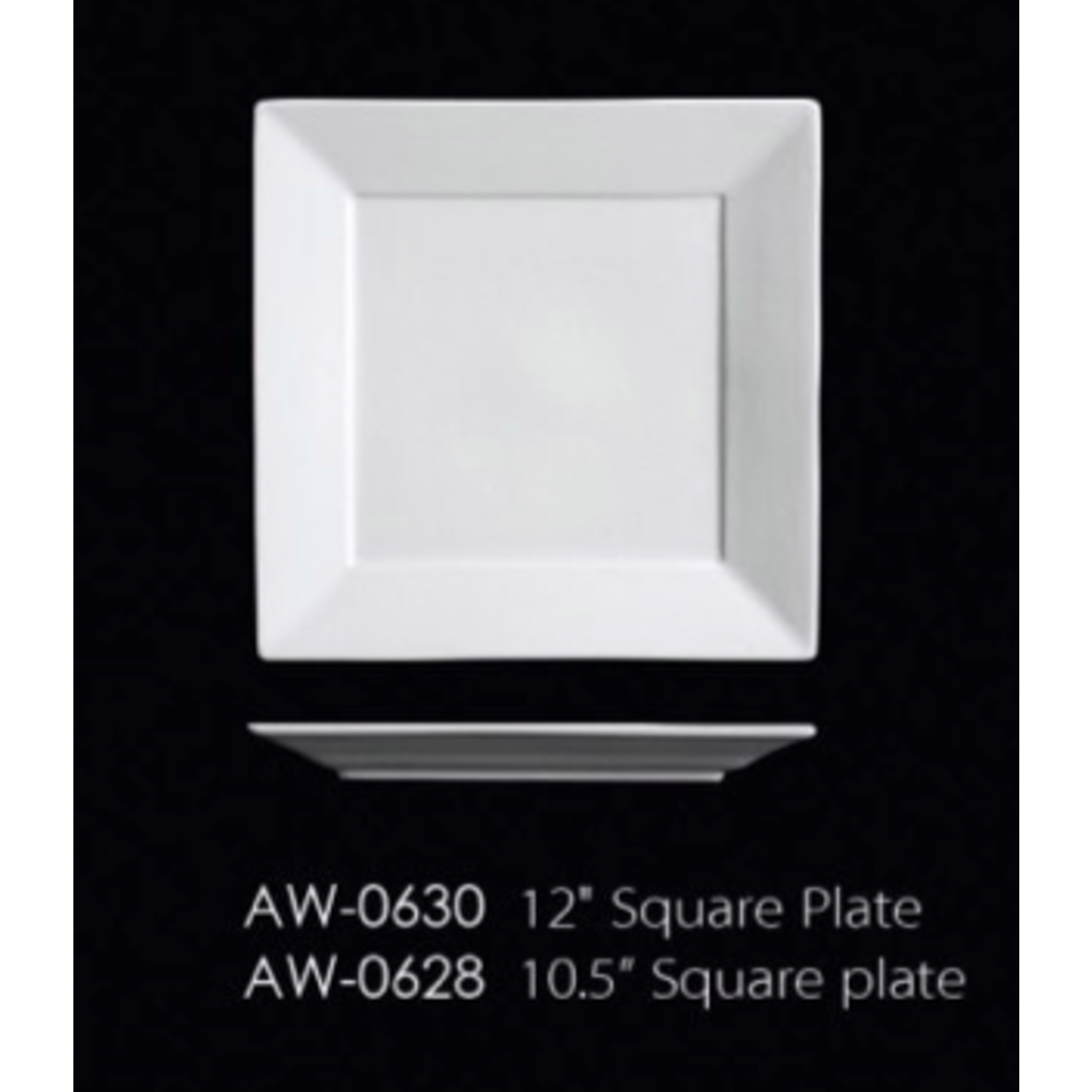 Palate and Plate Special order AW-0630 12'' Square Plate 8/cs white