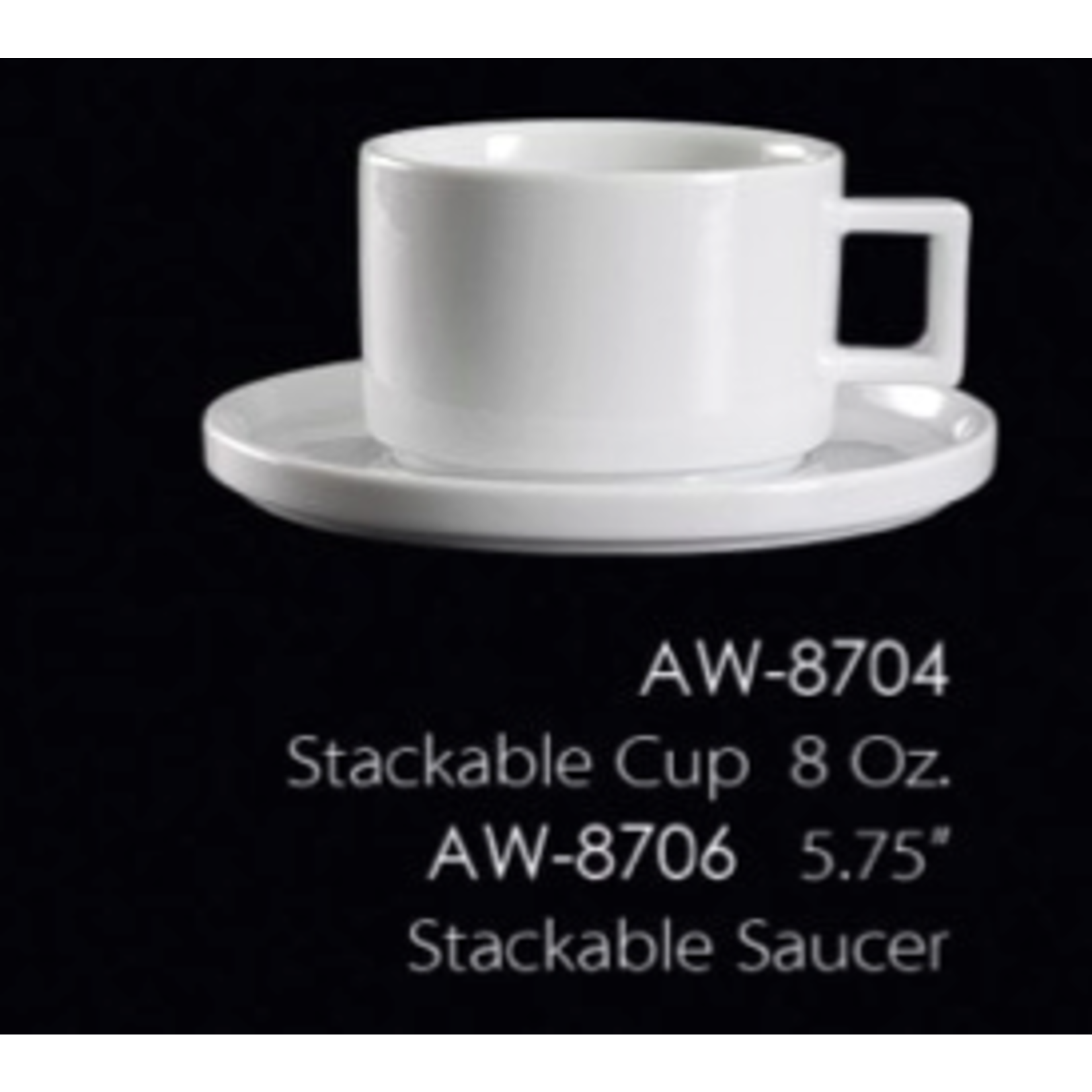 Palate and Plate AW-8704 Stackable Cup 8 oz white mug 24/cs