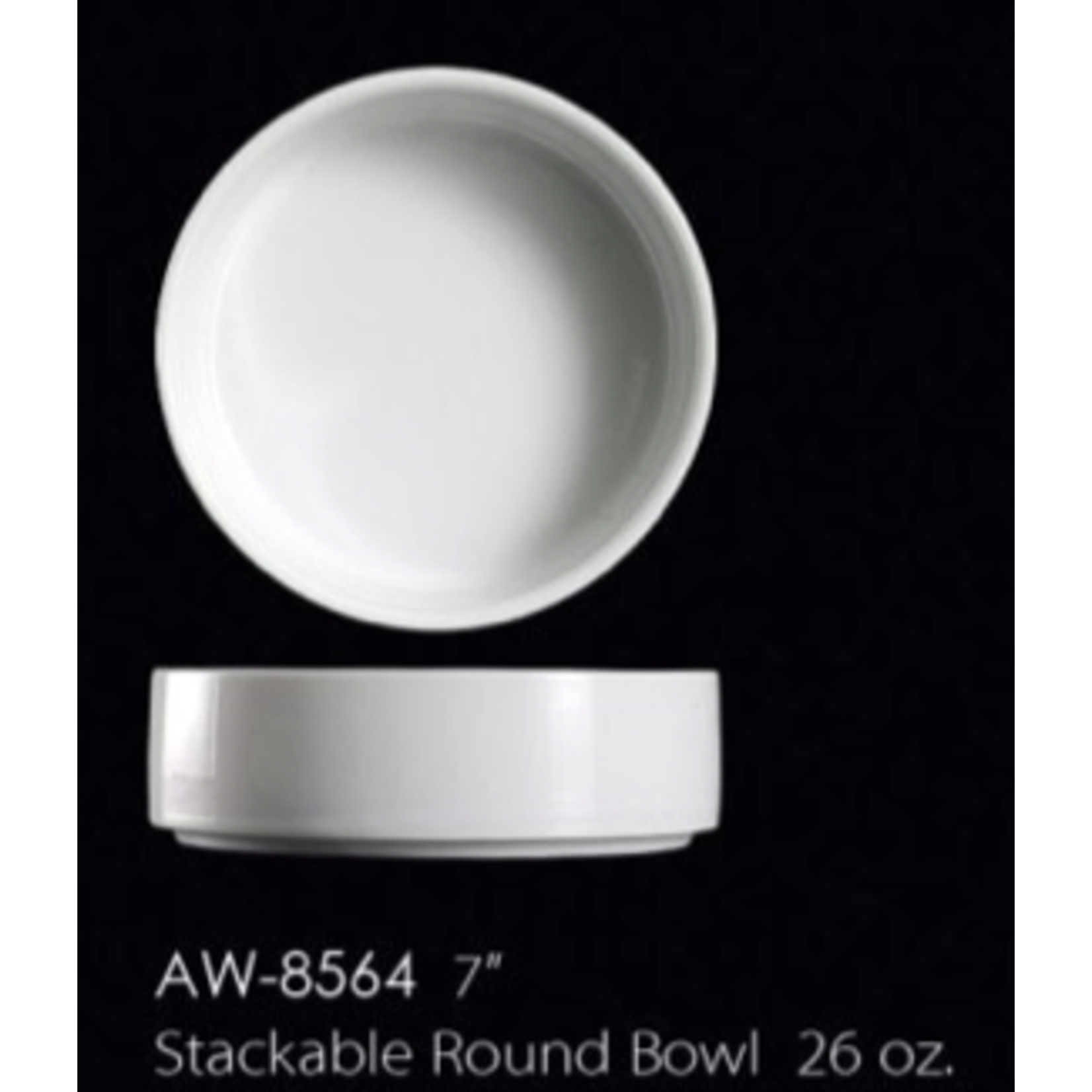 UNIVERSAL ENTERPRISES, INC. AW-8564 7” Round Stackable Bowl 24/cs