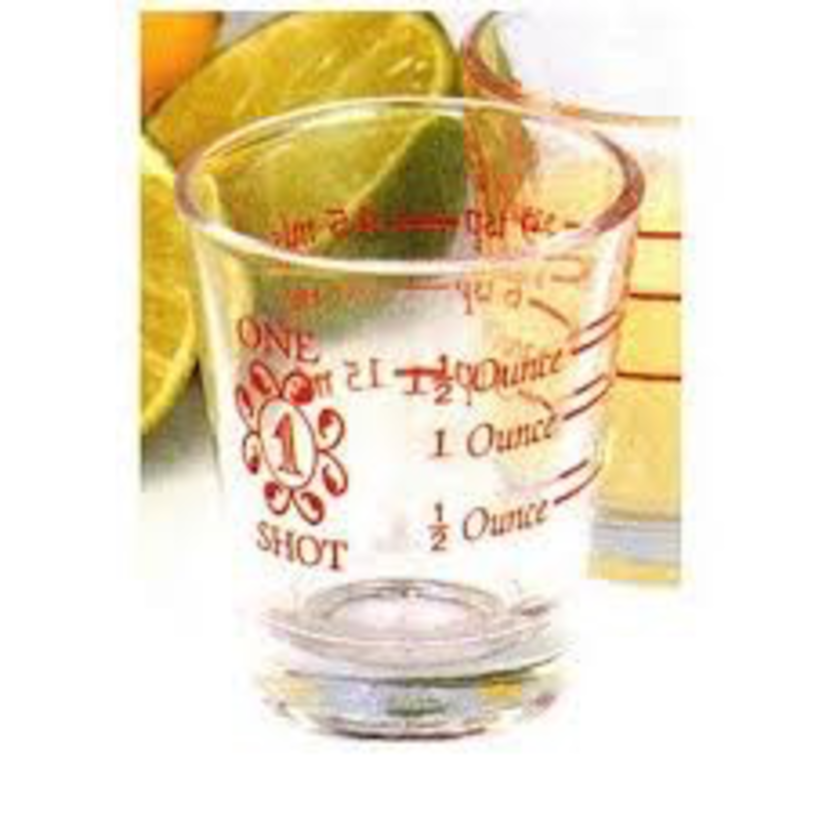 TABLECRAFT DISC H1133 TC 1.5oz Measure  Pourer Shot Glass red lines