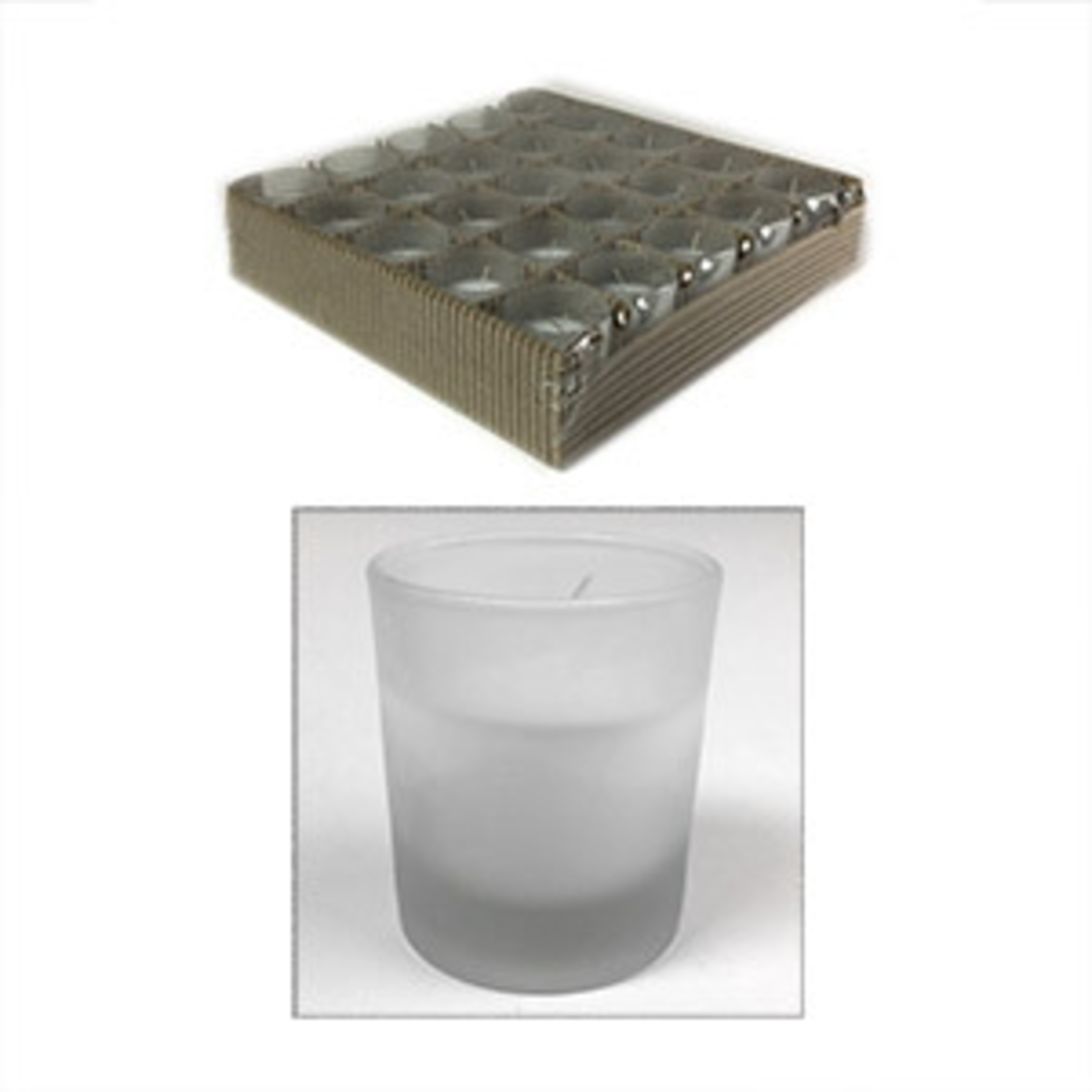 GENERAL WAX Special order 2726FC GW Filled  glass Frosted 25 ct Votive Candle 3 tray/case 75 pc/case round