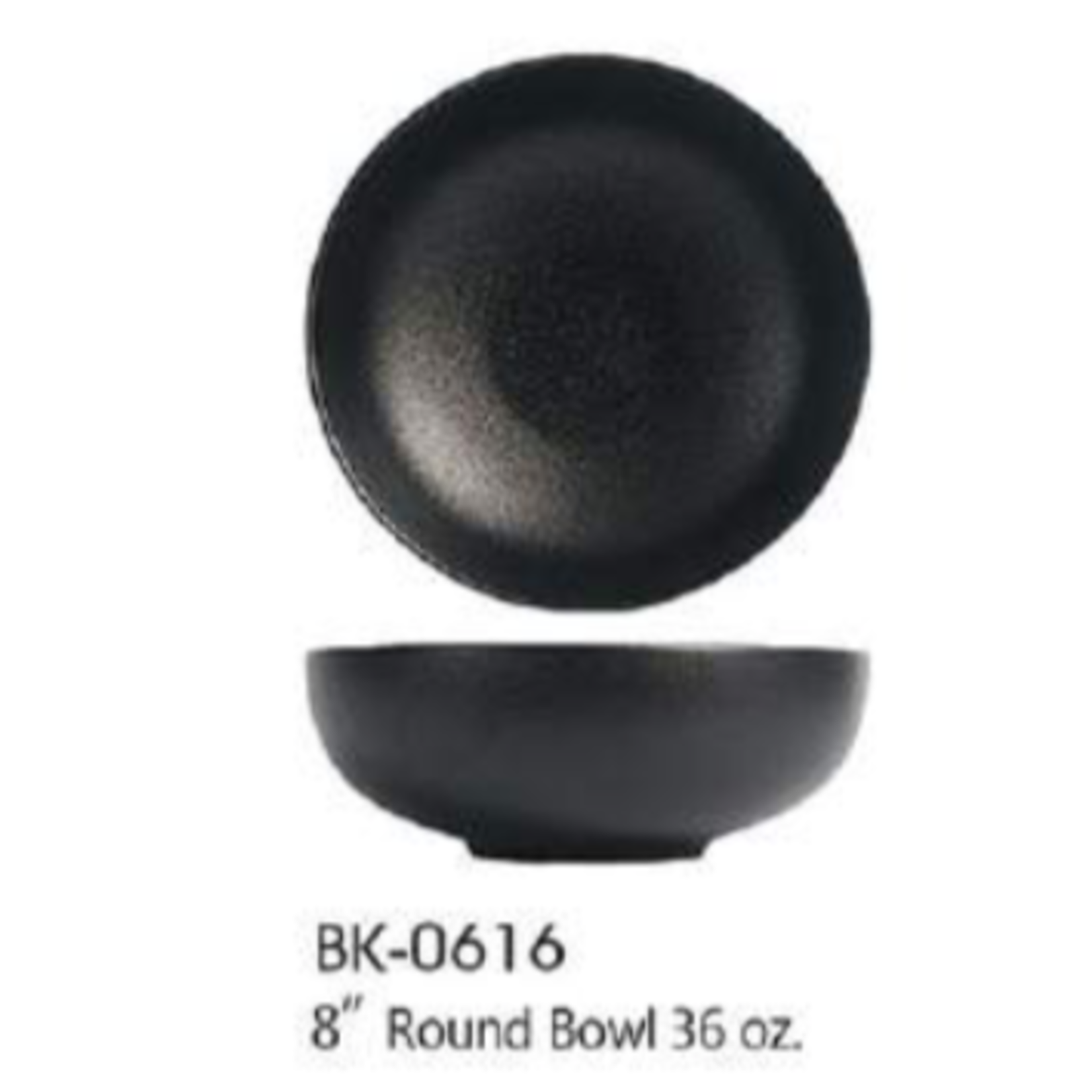 Palate and Plate BK-0616 8" black round bowl 36 oz 12/case