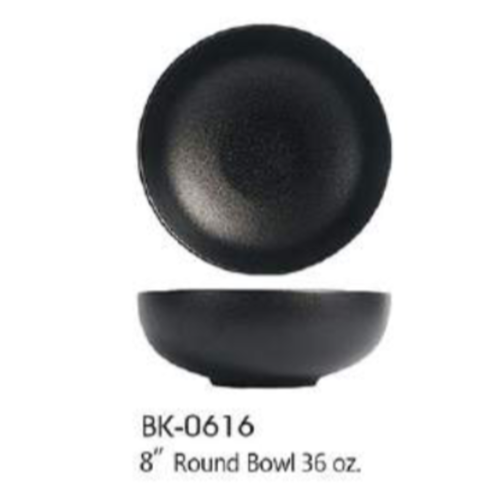 Palate and Plate DISC BK-0616 8" black round bowl 36 oz 12/case offer bk-0892