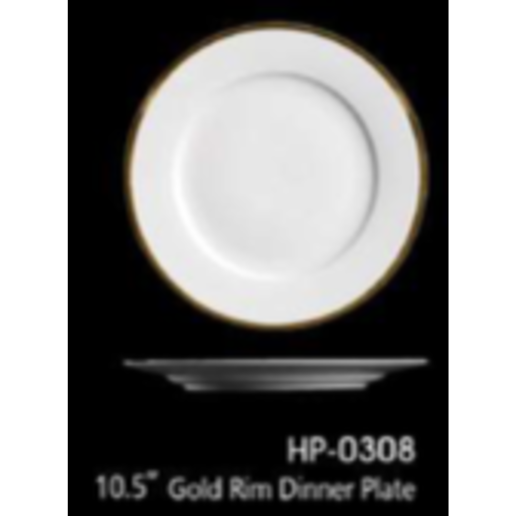 Palate and Plate Special order HP-0308 10.5" Dinner  plate gold rim 12/case PROMO