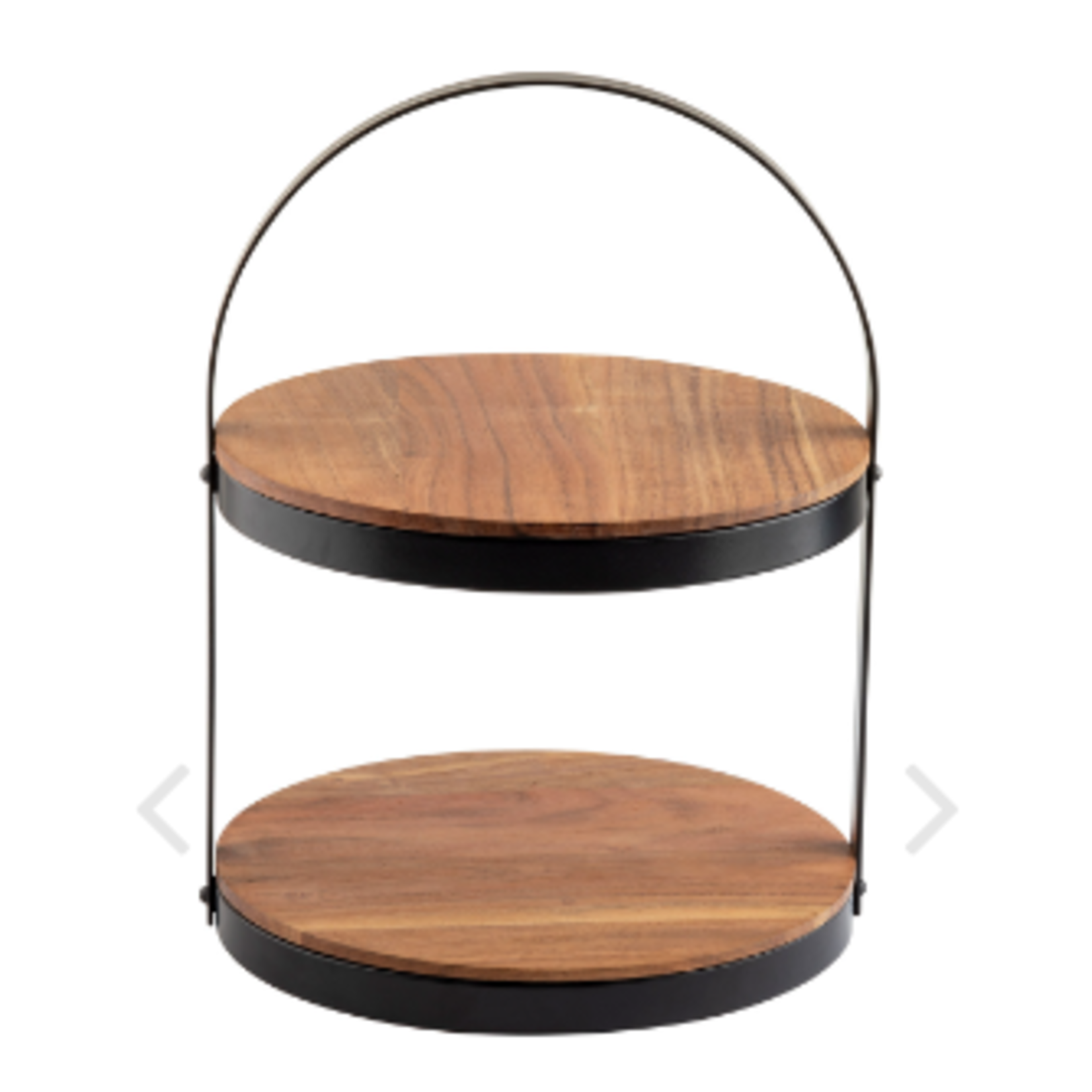 TABLECRAFT Special order 10719 TC two tiered display stand round steel coated acacia