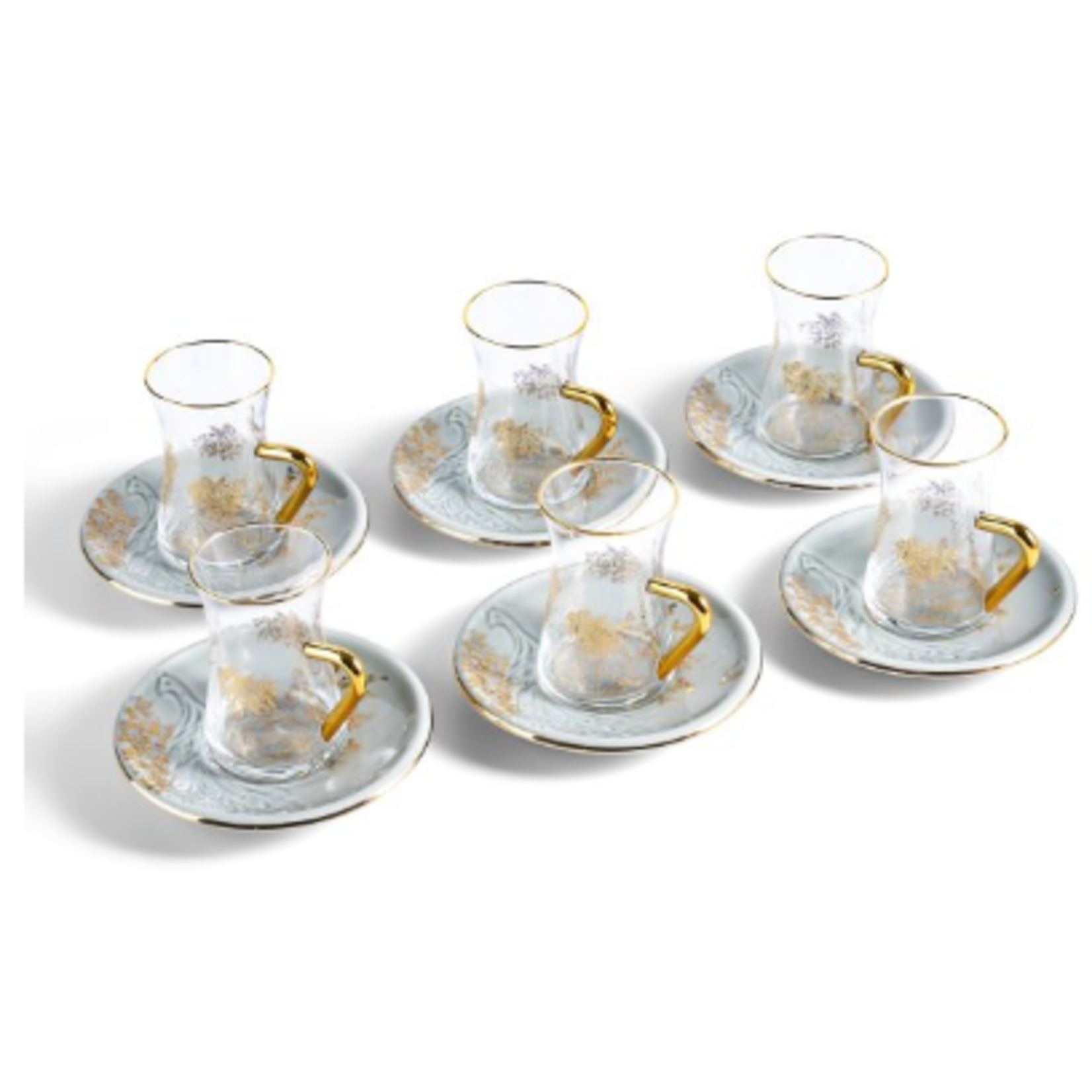 Prestige Special order ET1778 Prestige 12 pc cup & Saucer glass with handle Grey