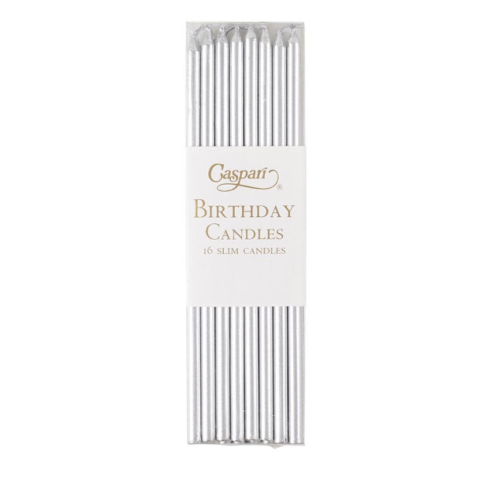 Caspari CA1101 Caspari Birthday Candle 6" Slim Silver  16/pack