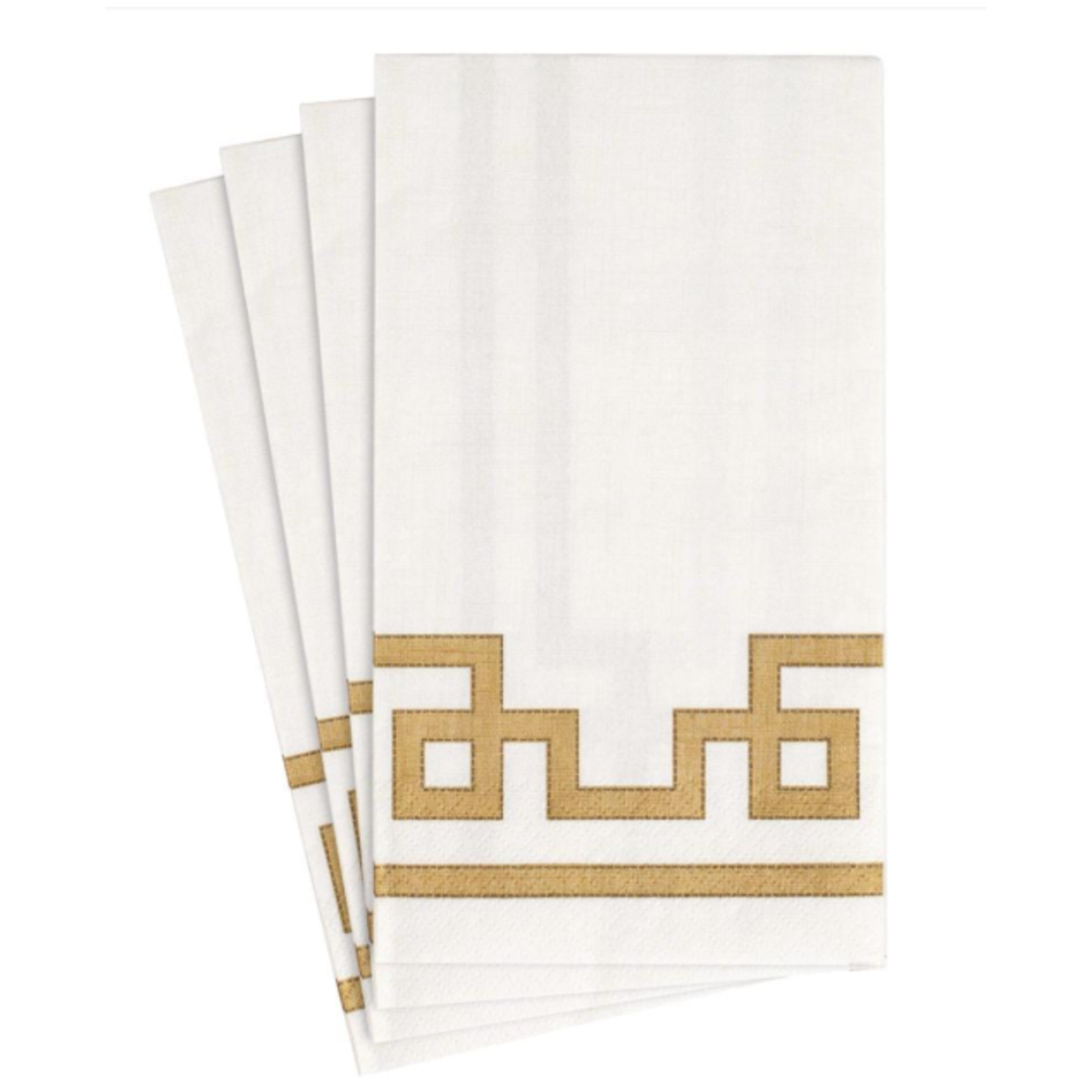 Caspari 12541G Caspari Guest Towel Rive Gauche Gold White 15/pk