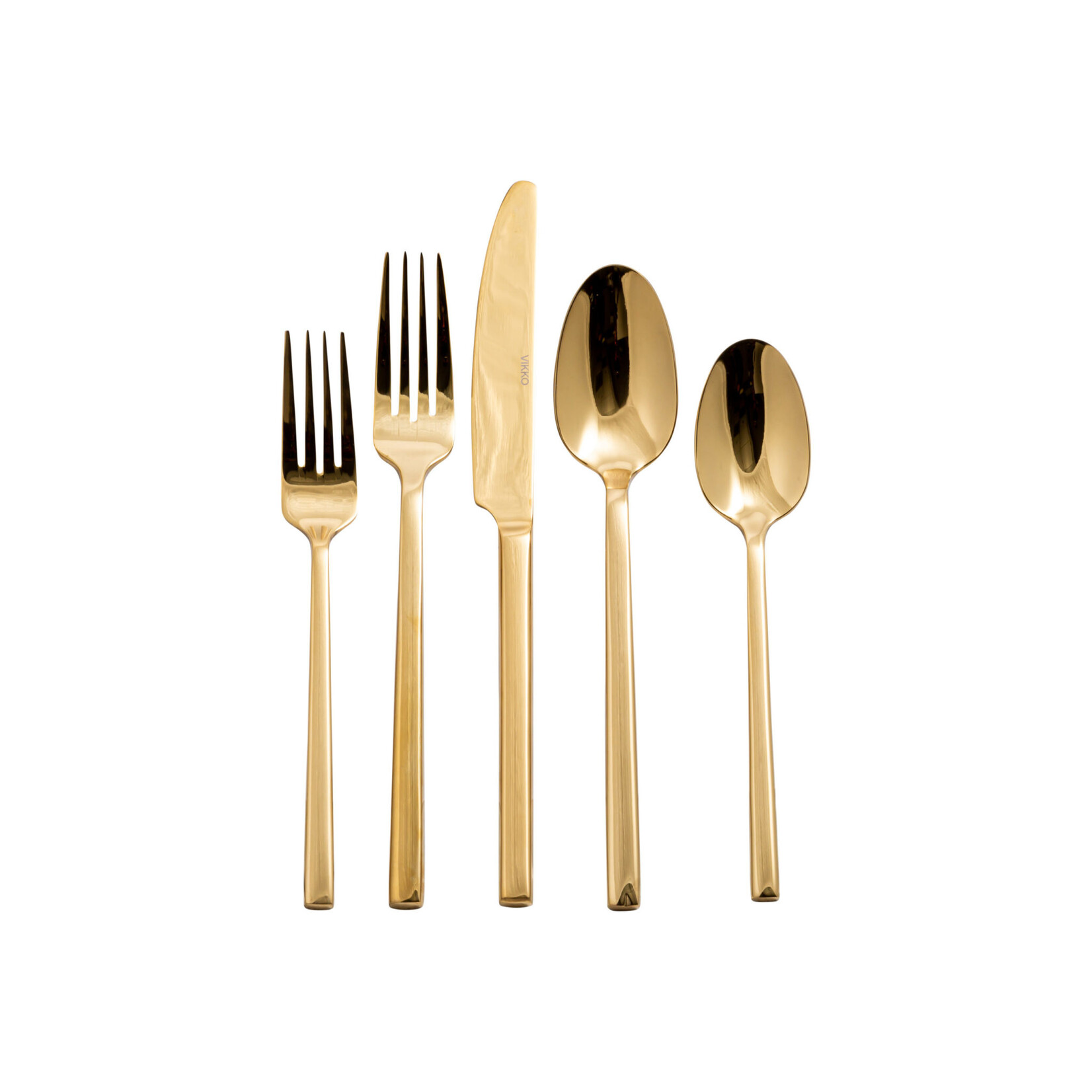 kadra Special order VC-162 set 20 pc square gold flatware 18/10 Vikko crown 4/case