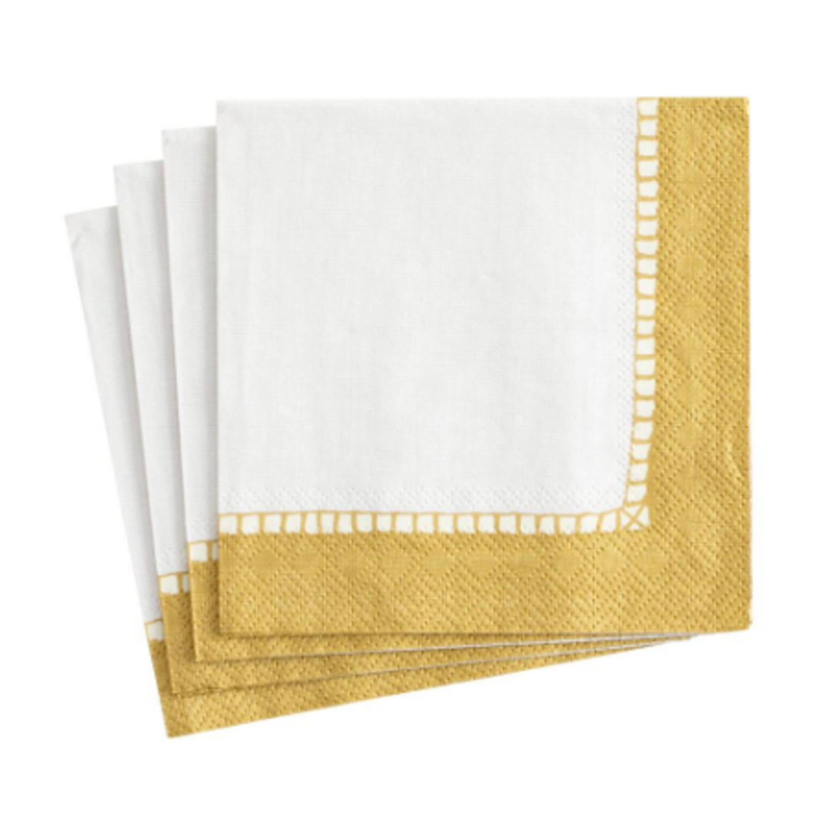 Caspari Special order 7657C Caspari Cocktail Napkin Linen Gold Border 20/pk