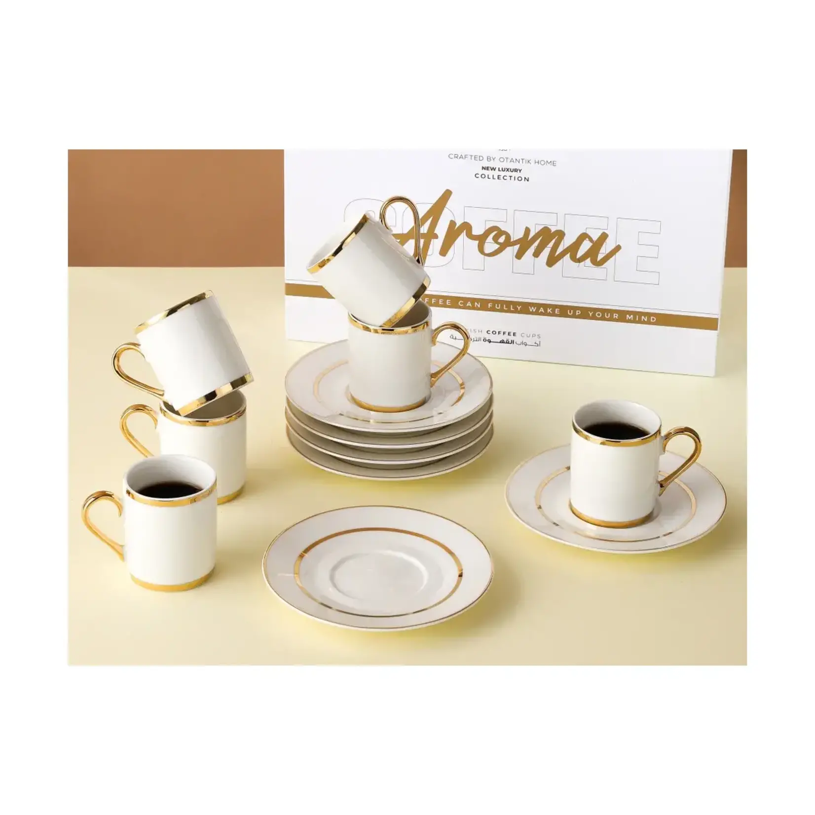 Prestige MST1011 Prestige 12 pc turkish cup & saucer gold rim