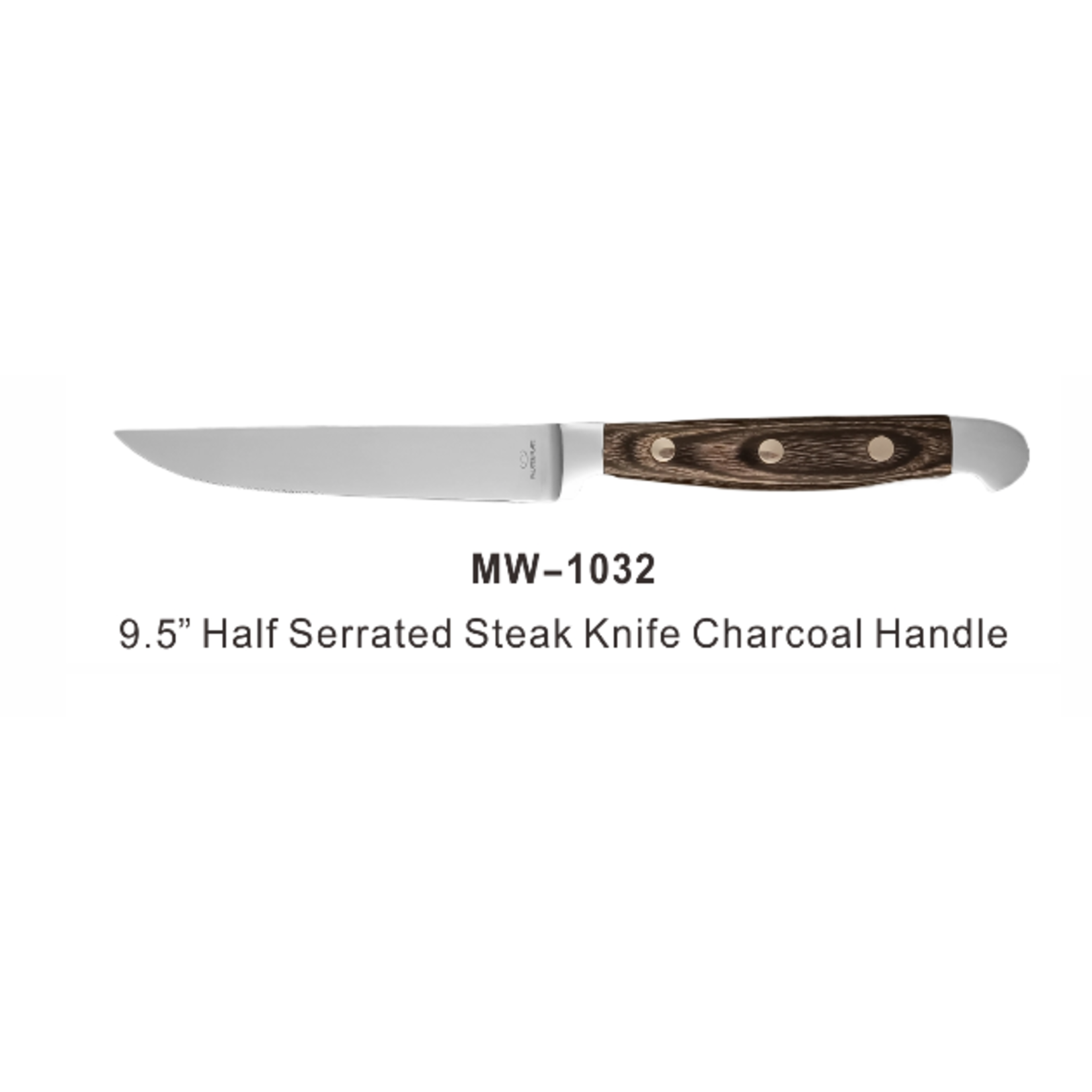 Palate and Plate MW-1032 Steak Knife silver gray handle half Serrated