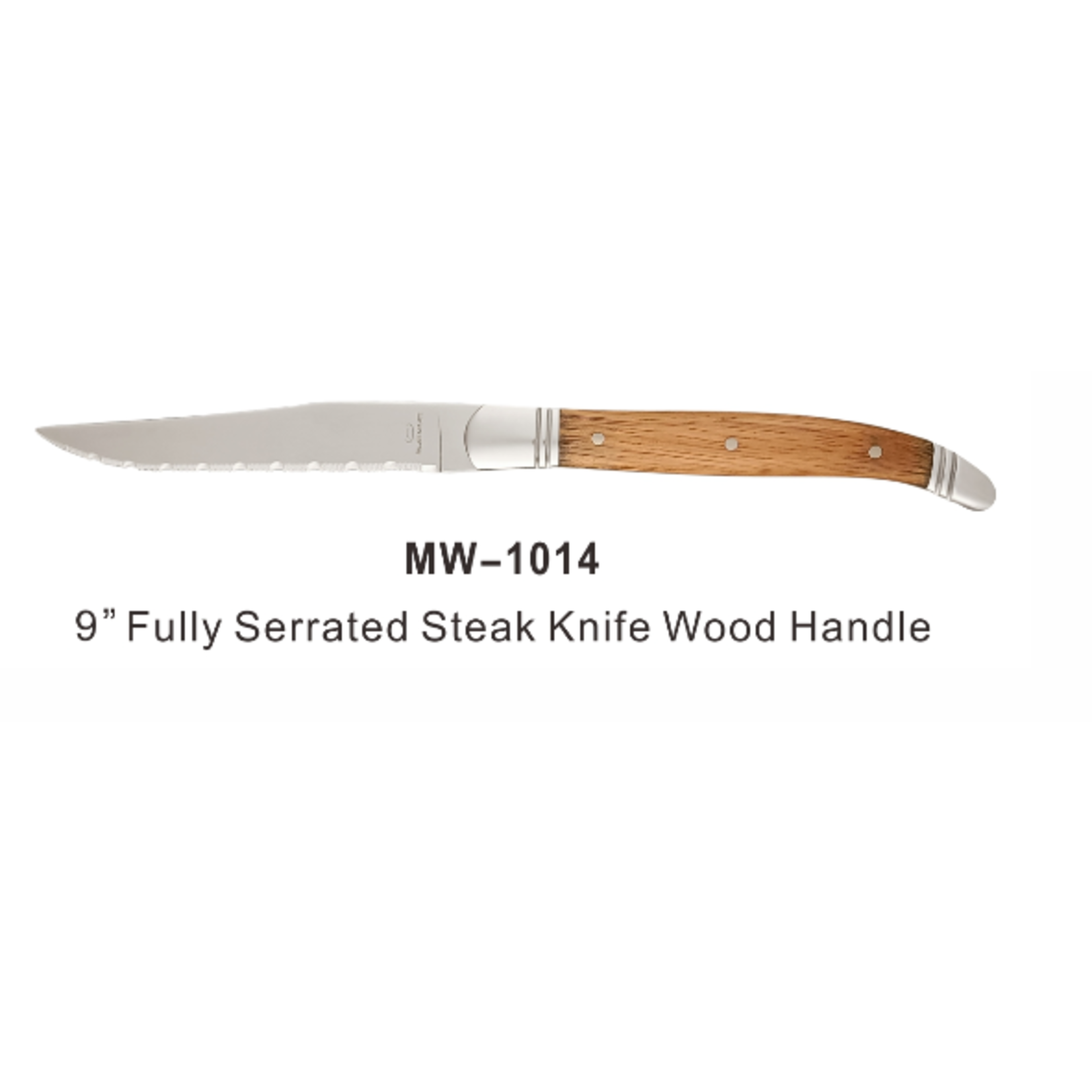 Palate and Plate MW-1014 9" Fully Serated Steak Knife Wood 6/pk