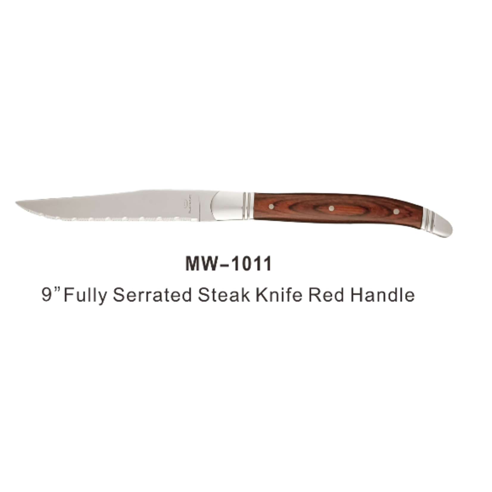 Palate and Plate MW-1011 Steak Knife dark  red handle fully Serrated