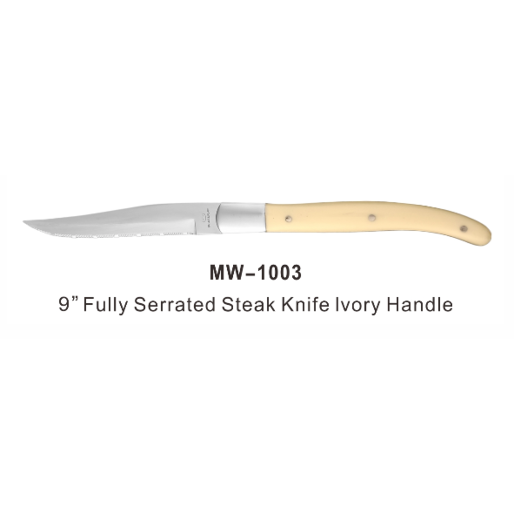 Palate and Plate MW-1003 Steak Knife Ivory  handle fully Serrated
