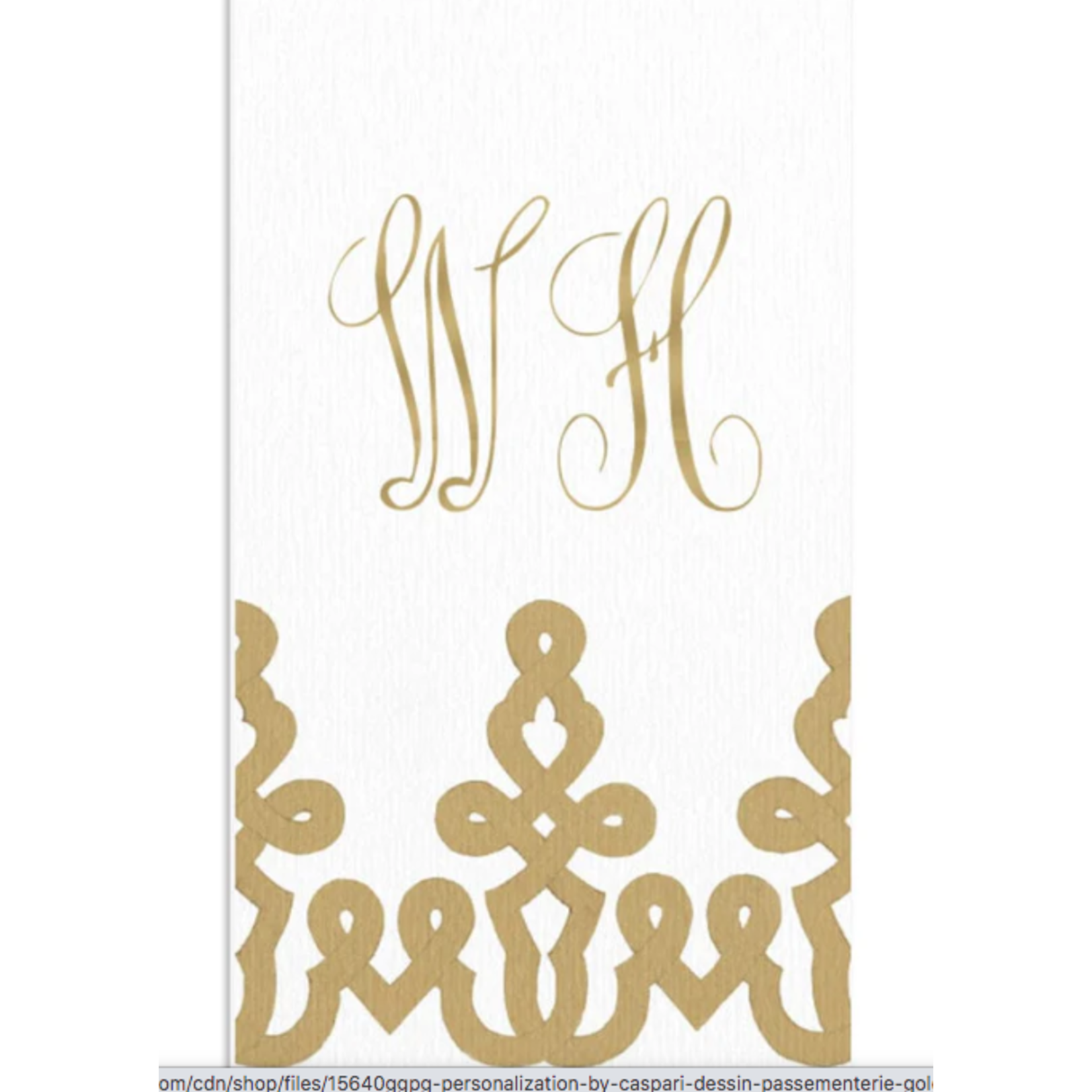 Caspari 15640GG Caspari Hemstitch Guest Towel Dessin Gold 12/pk