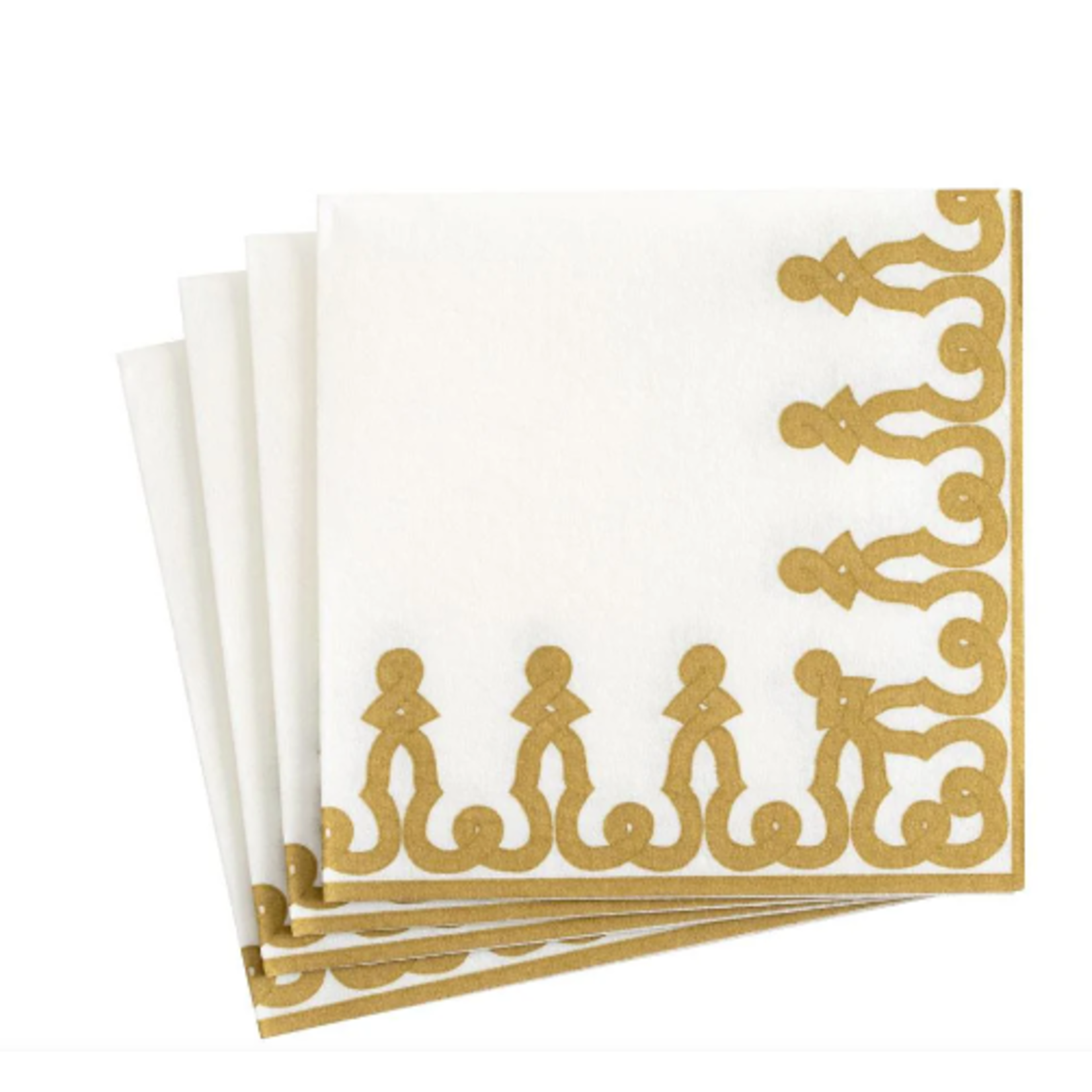 Caspari 15640CG Caspari Cocktail Napkin Dessin Gold