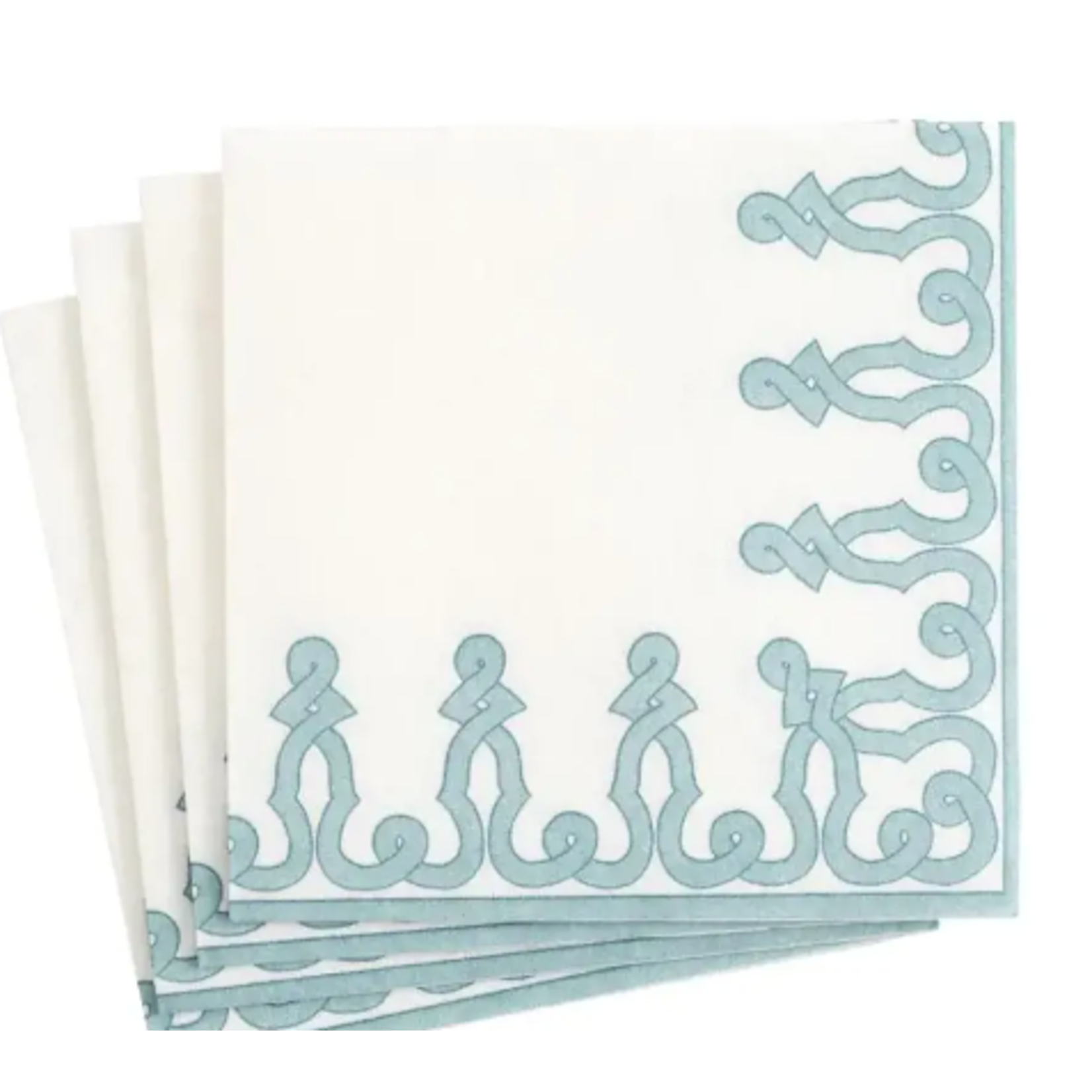 Caspari 15643CG Caspari Hemstitch CocktailNapkin Dessin Blue 15/pk