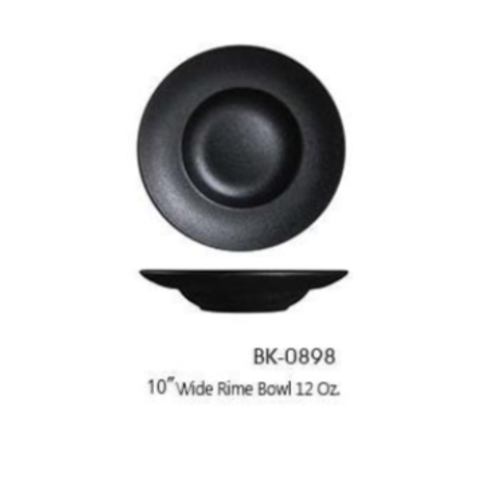 Palate and Plate BK-0898  10" wide rim  bowl 12 oz  black  12/case