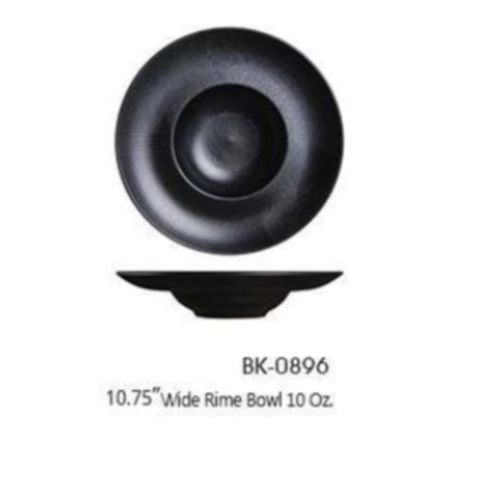 Palate and Plate BK-0896  10.75" wide rim  bowl 10 oz  black  12/case