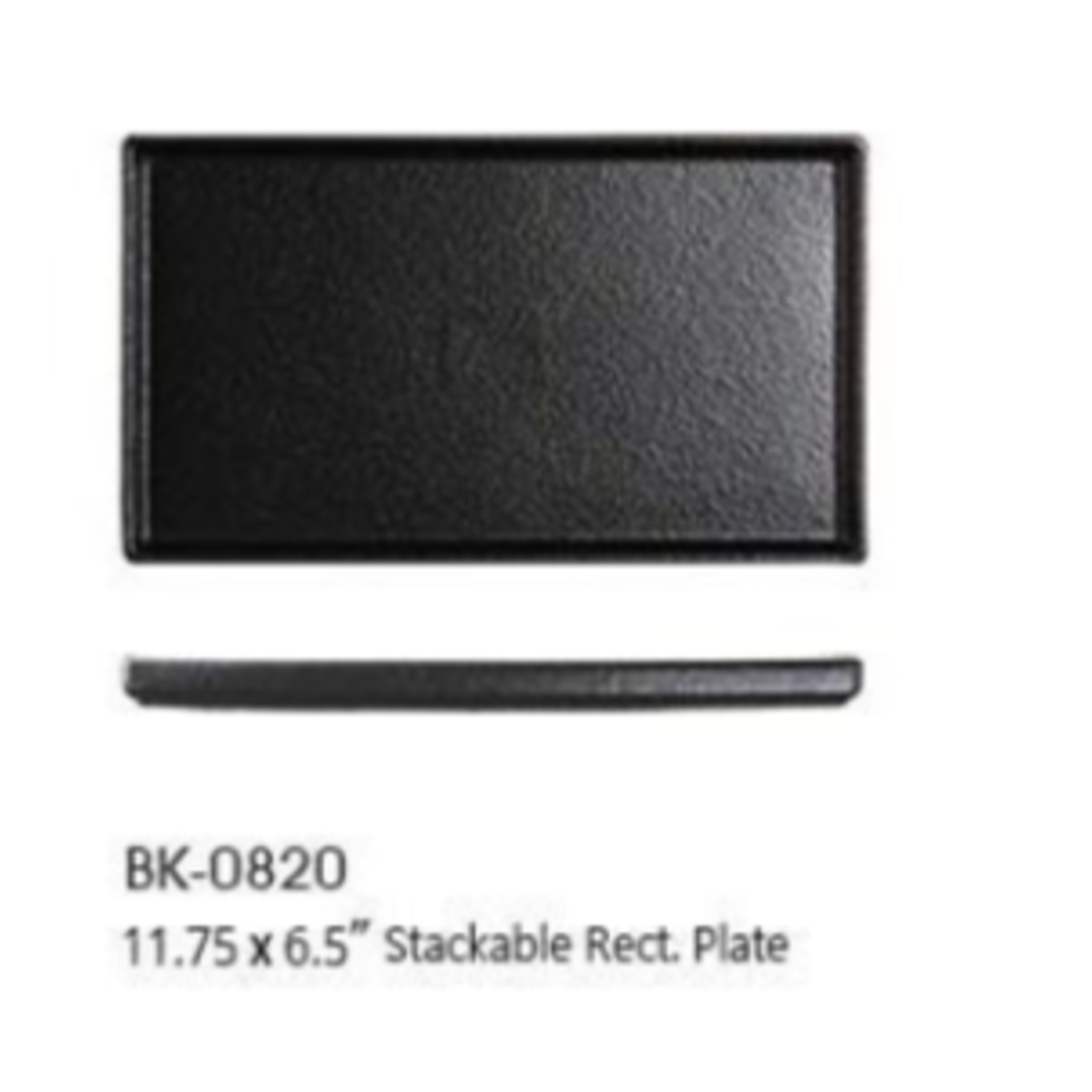 Palate and Plate BK-0820 11.75 x 6.5" stackable rect plate black 12/case