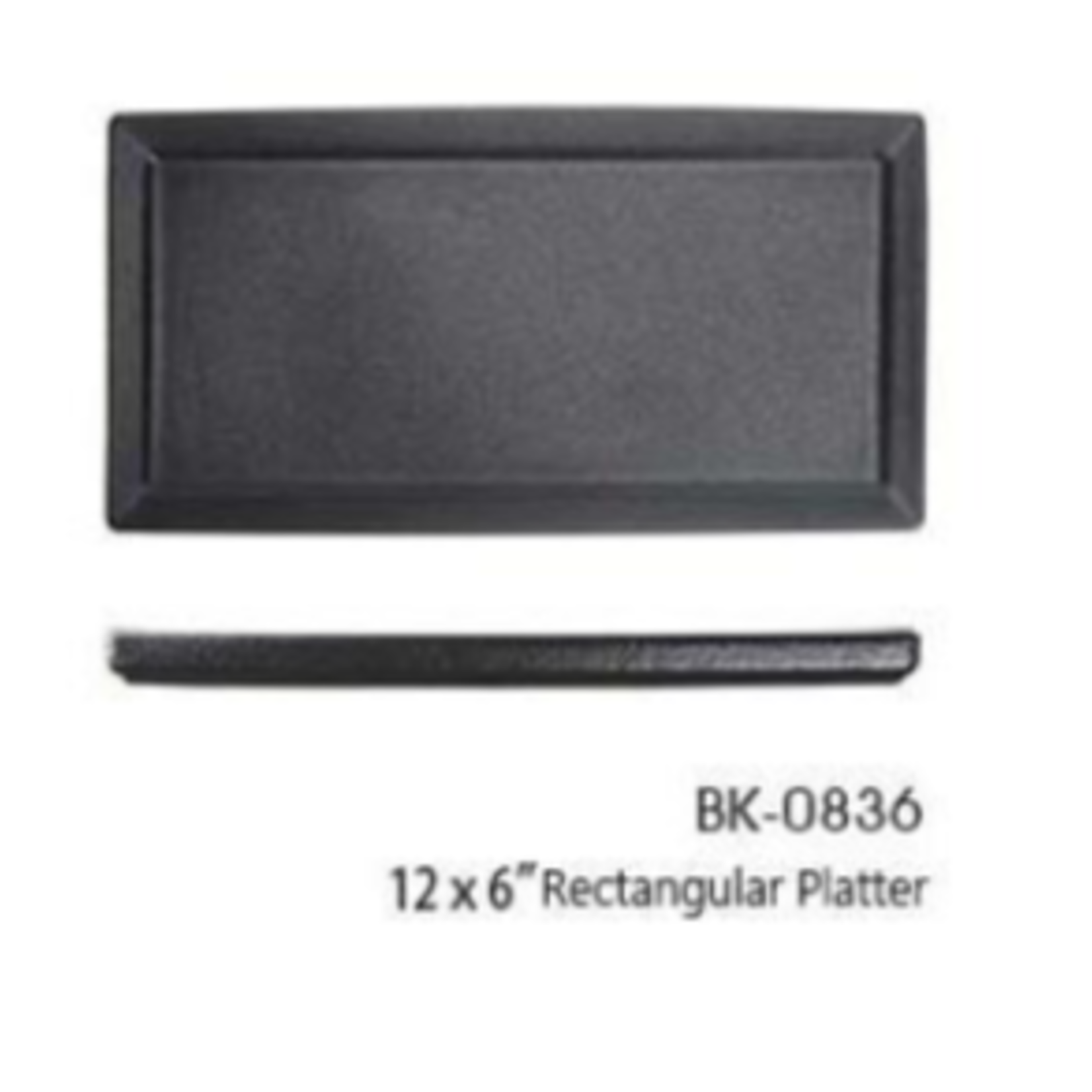 Palate and Plate BK-0836 12 x 6" stackable rect plate black 12/case