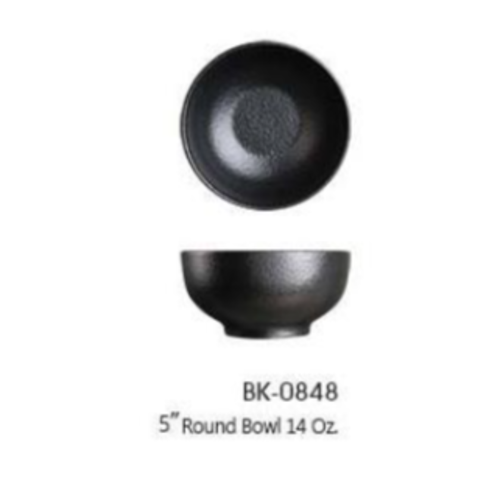 Palate and Plate BK-0848 5" round bowl black 15 oz 24/case