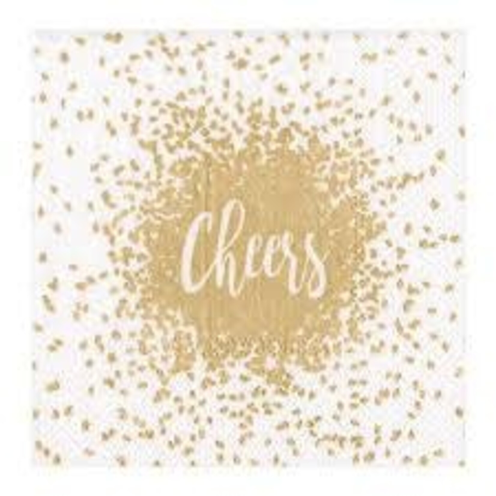 Caspari 14880C Caspari cheers gold cocktail napkin