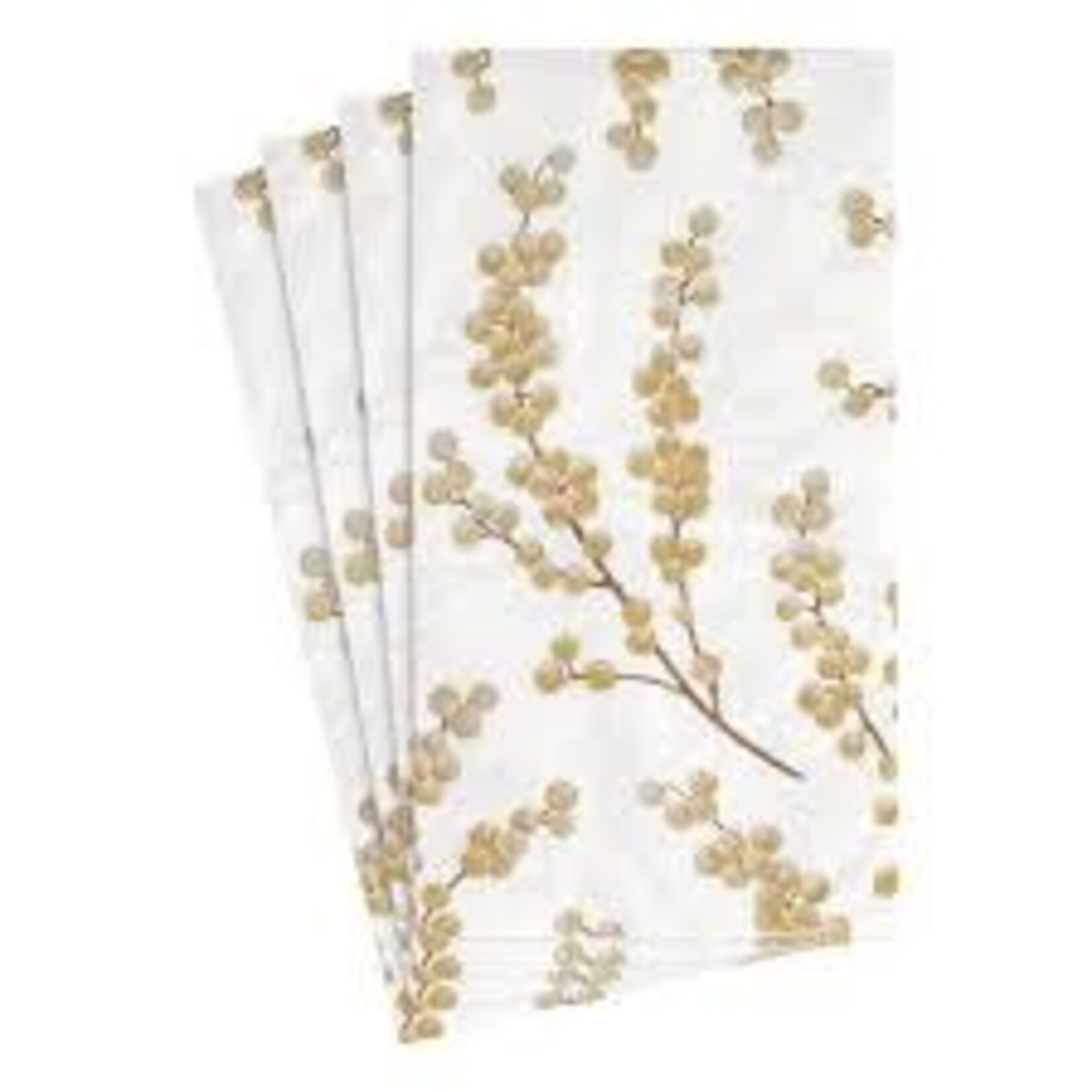 Caspari 5724G Caspari guest towel berry branch white gold