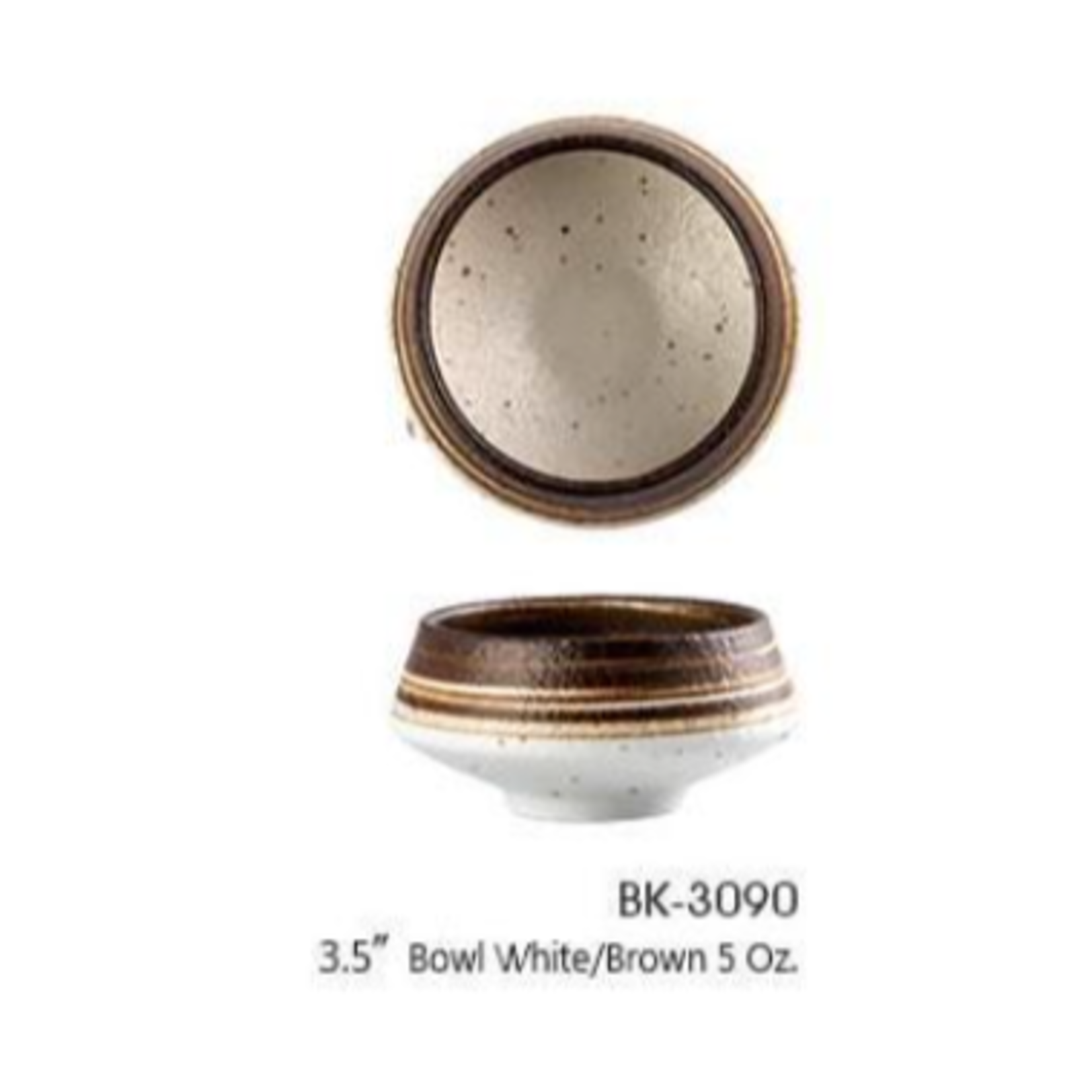 Palate and Plate Bk-3090 3.5" bowl  5 oz white/Brown 24/case