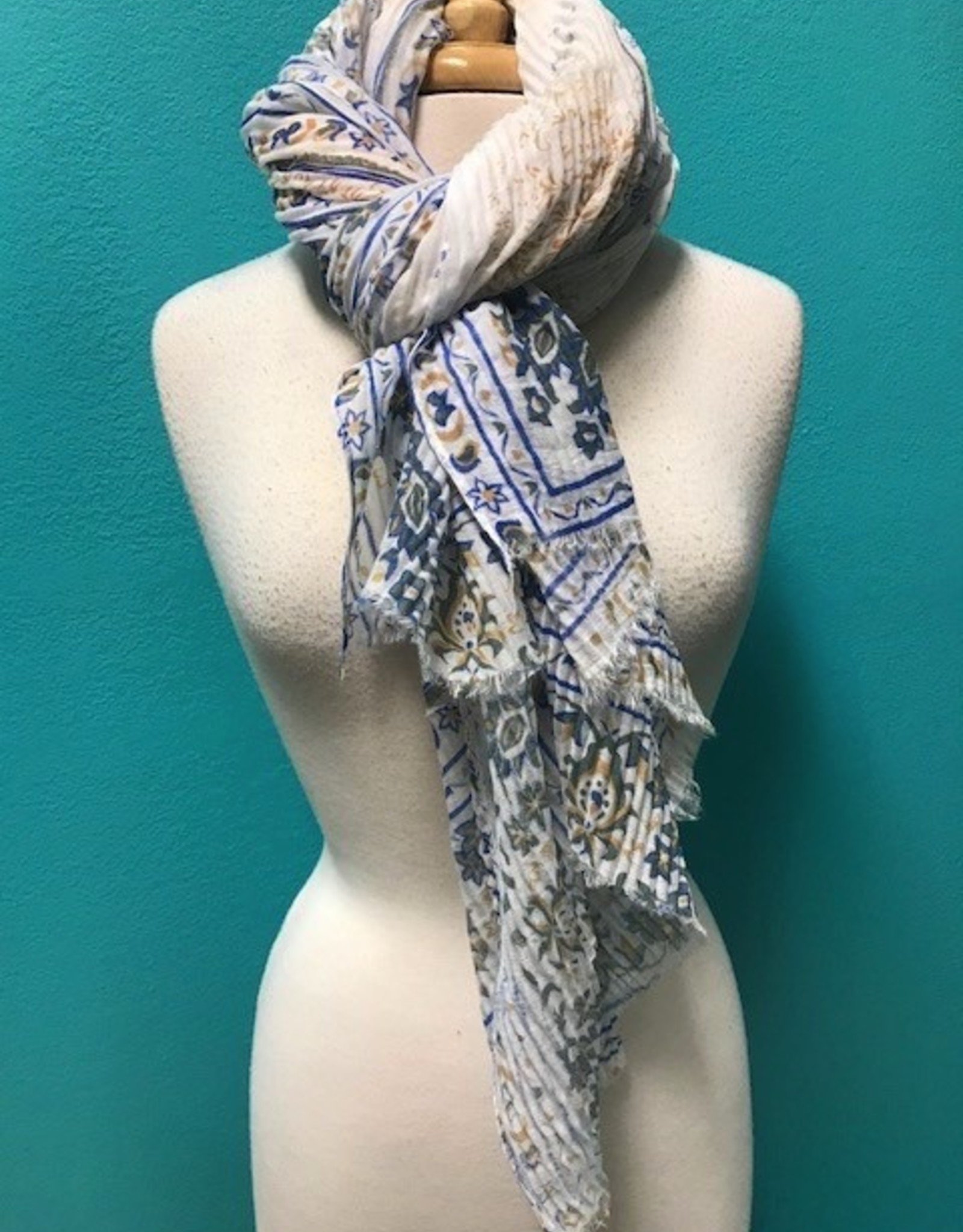 Scarf Pleated Floral Print Scarf