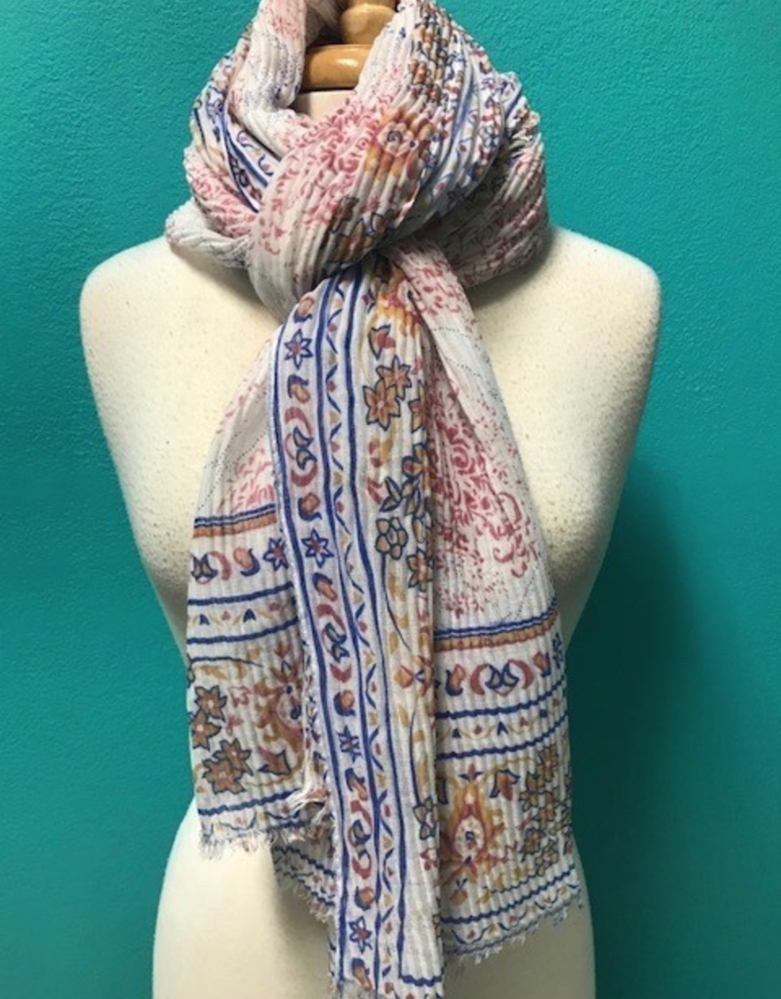 Scarf Pleated Floral Print Scarf