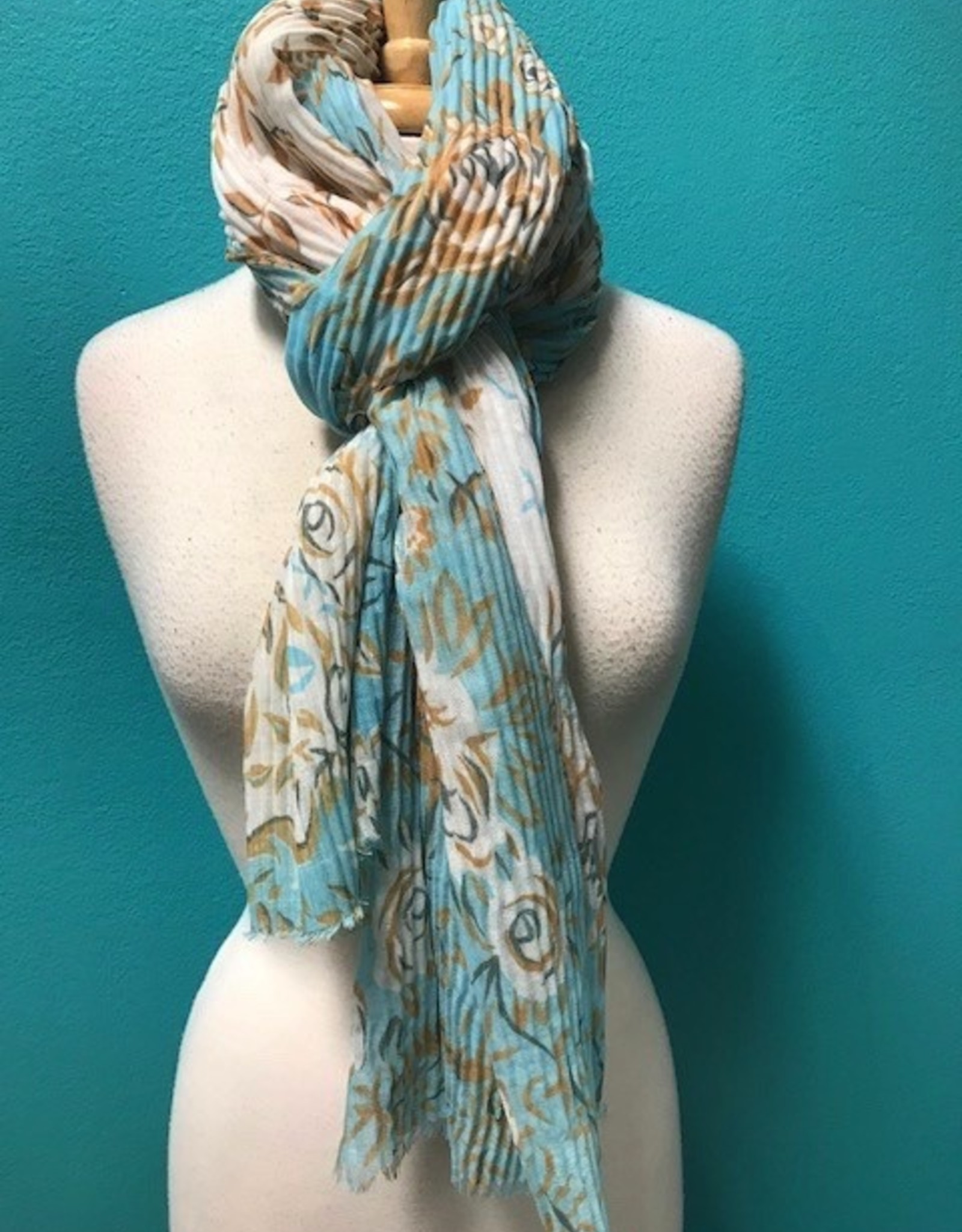 Scarf Pleated Floral Print Scarf