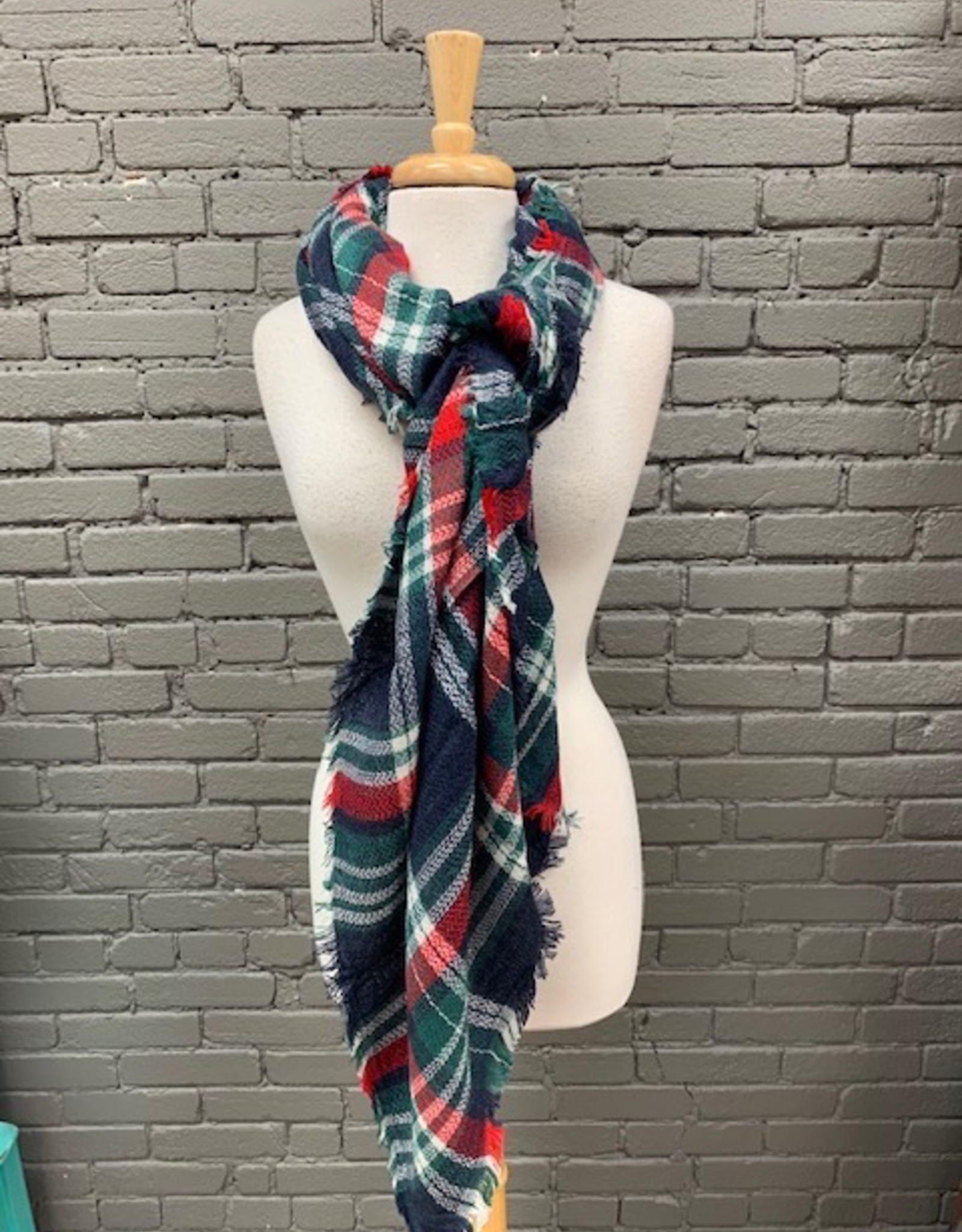 Scarf Navy, Red, Green Blanket Scarf