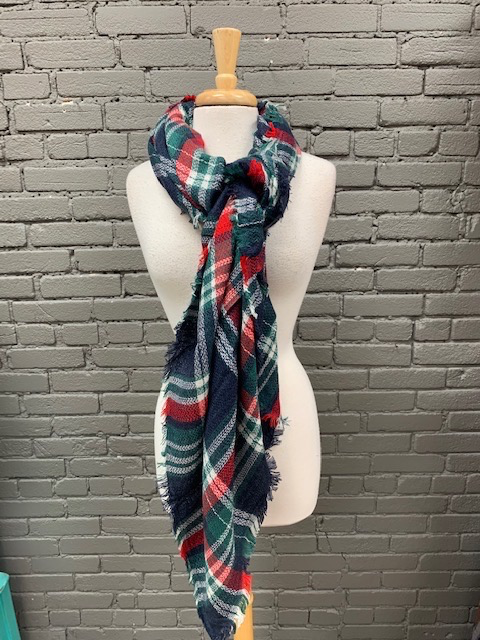Grey and 2024 red blanket scarf