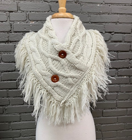 Scarf Knit Neck Warmer w/ Fringe