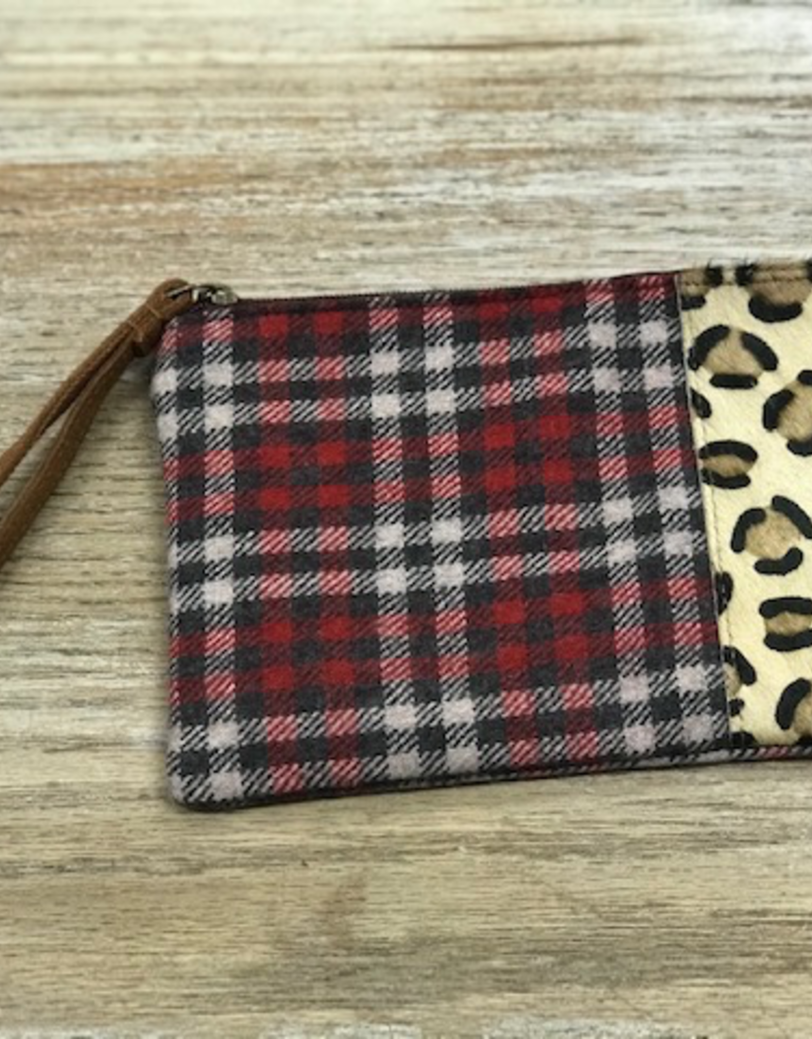 Plaid Pattern Long Wallet Zipper With Wristlet