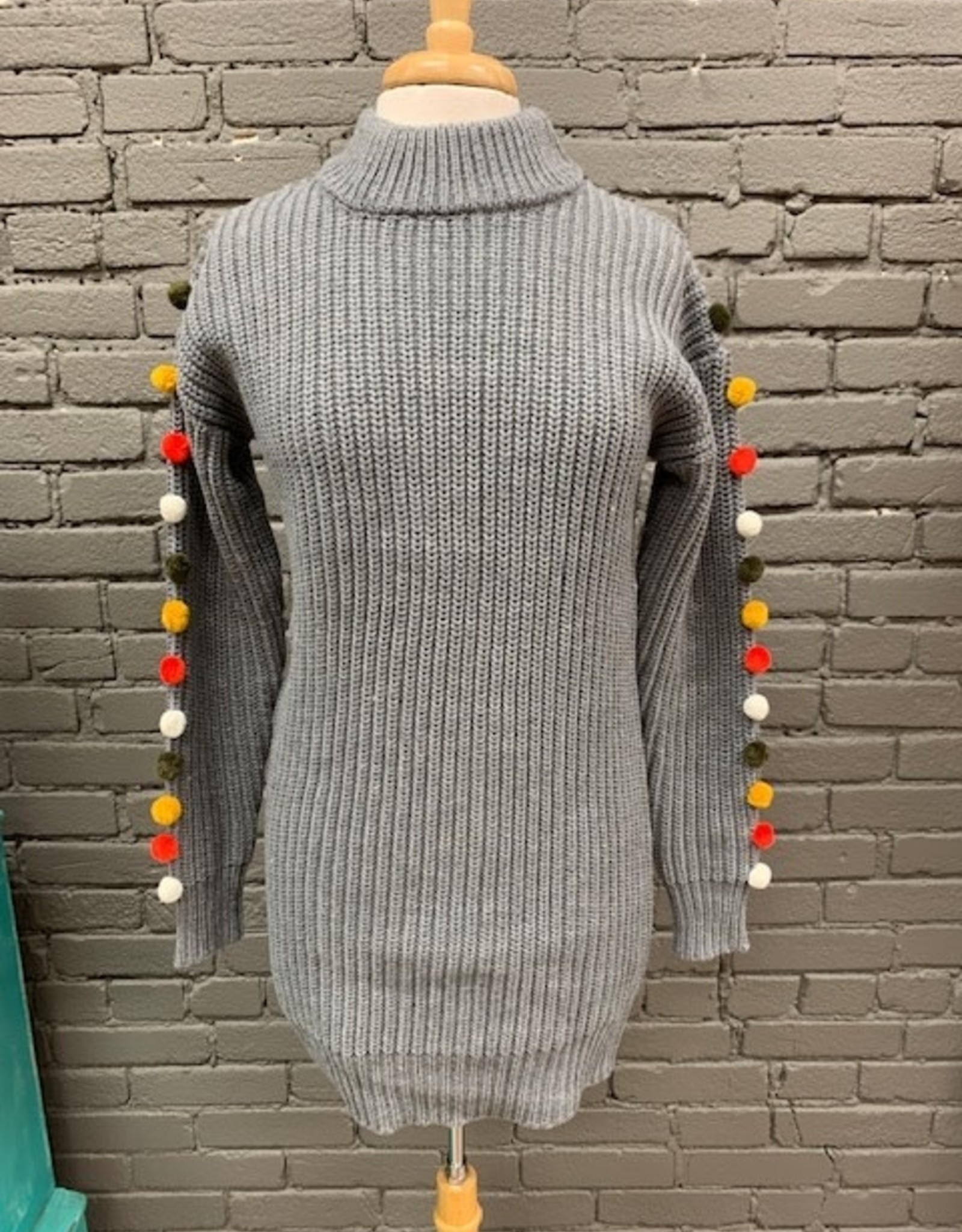 pom pom sleeve sweater