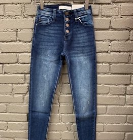 Jean Evianna High Rise Button Ankle Fray Jeans