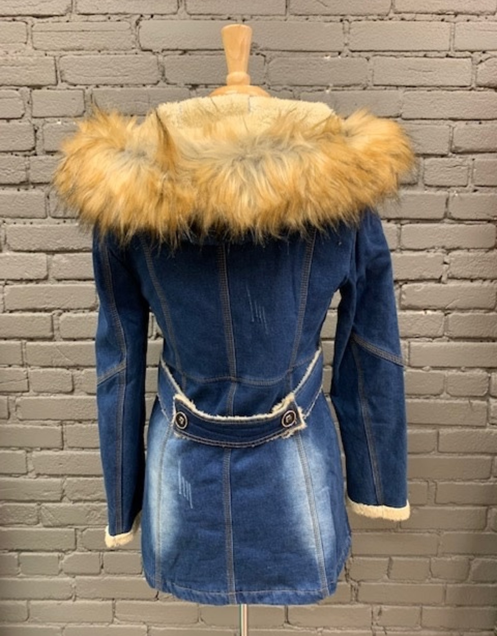 Coat Elaine denim and fur jacket