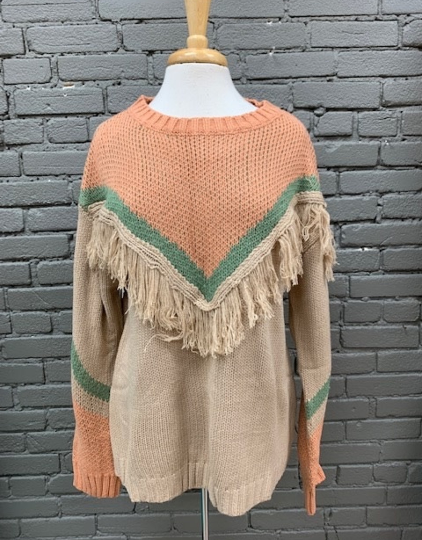 Sweater Tamra Chevron Fringe Sweater