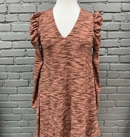 Dress Renee Print Ruffle Shoulder LS Dress