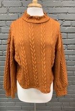 Sweater Paulette Mock Neck Cable Sweater