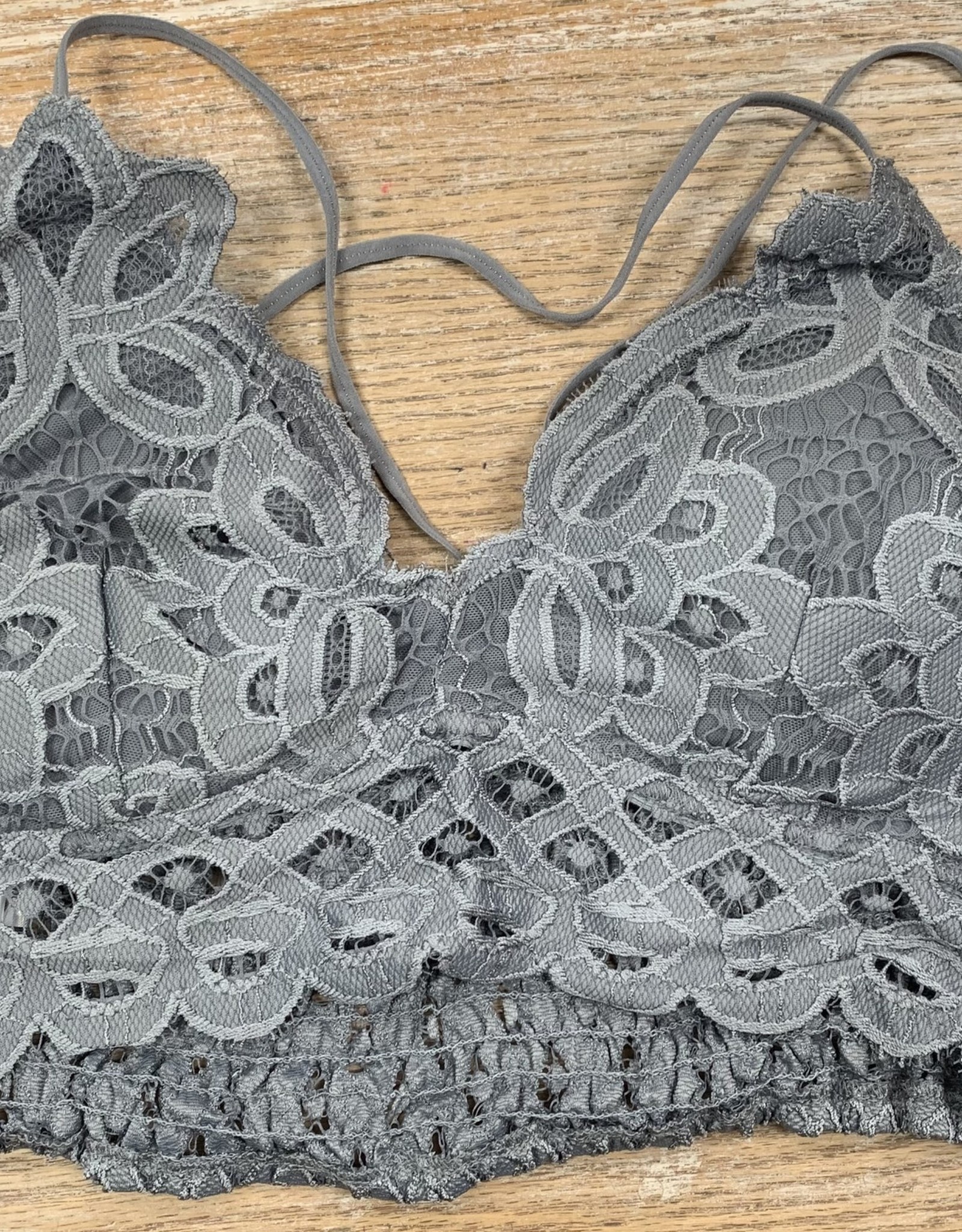 Lingerie Scalloped Lace Padded Bralette Pewter