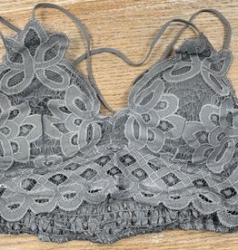 Lingerie Scalloped Lace Padded Bralette Pewter