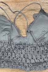 Lingerie Scalloped Lace Padded Bralette Pewter